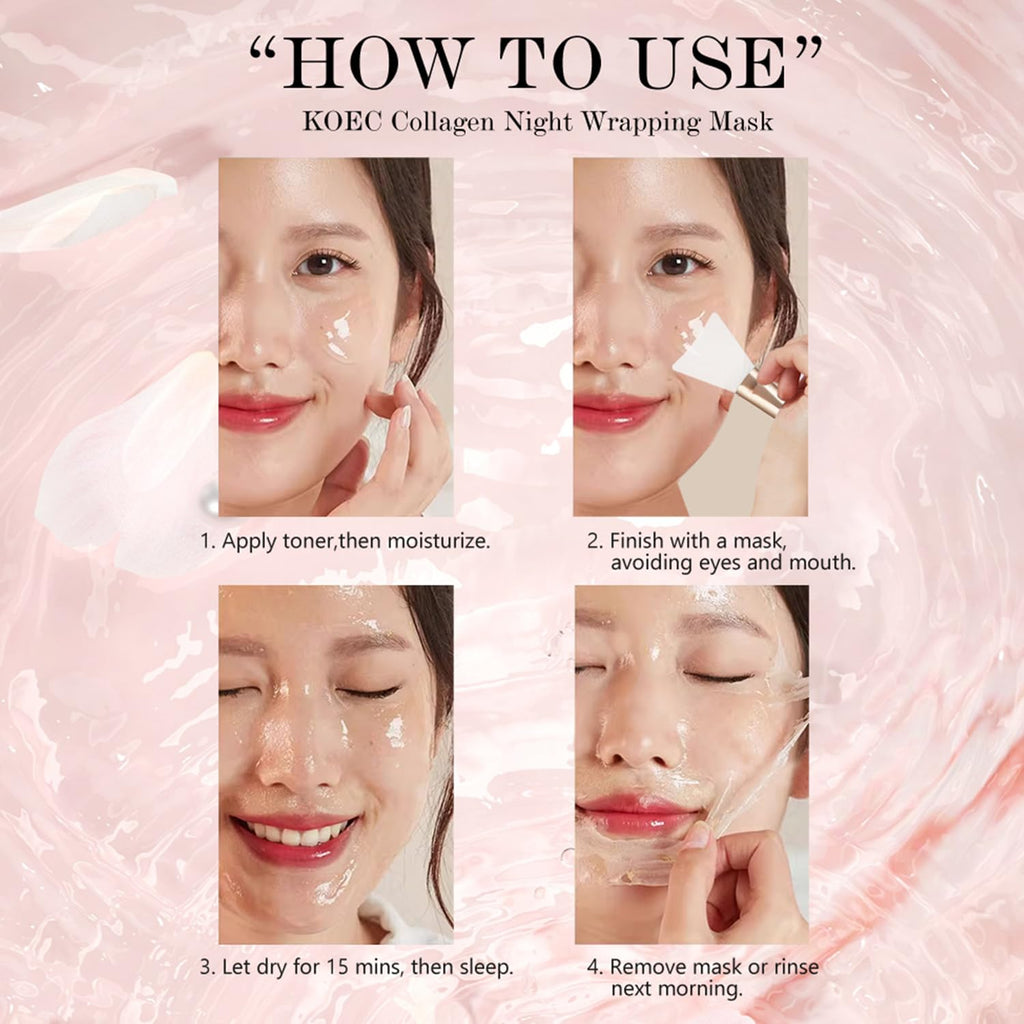 LOYOTICE Collagen Overnight Wrapping Peel-Off Facial Mask – Hydrates, Firms, Lifts (2.54 fl oz)
