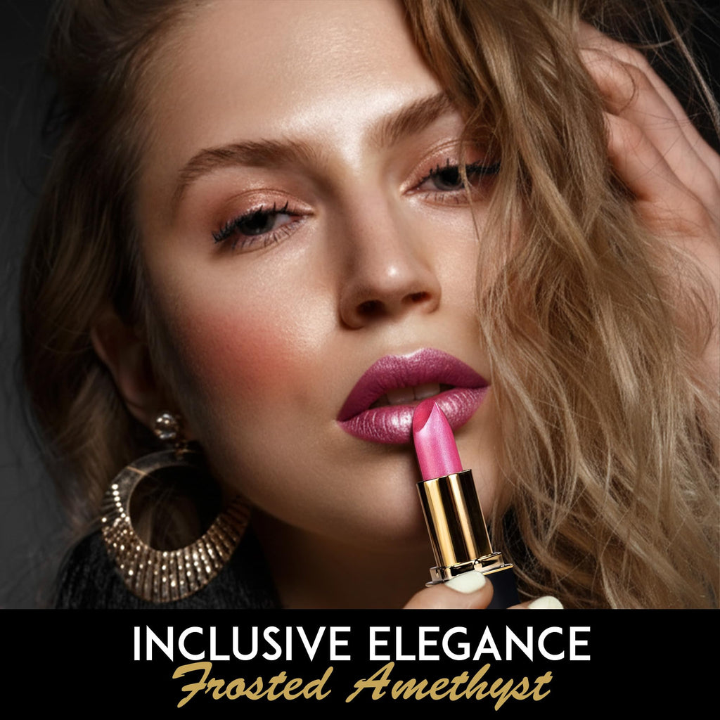 L'Paige Designer Lipstick Frosted Amethyst Sheen – Cool Berry Pink, Aloe Vera-Based Moisturizing Formula (Shade L53)