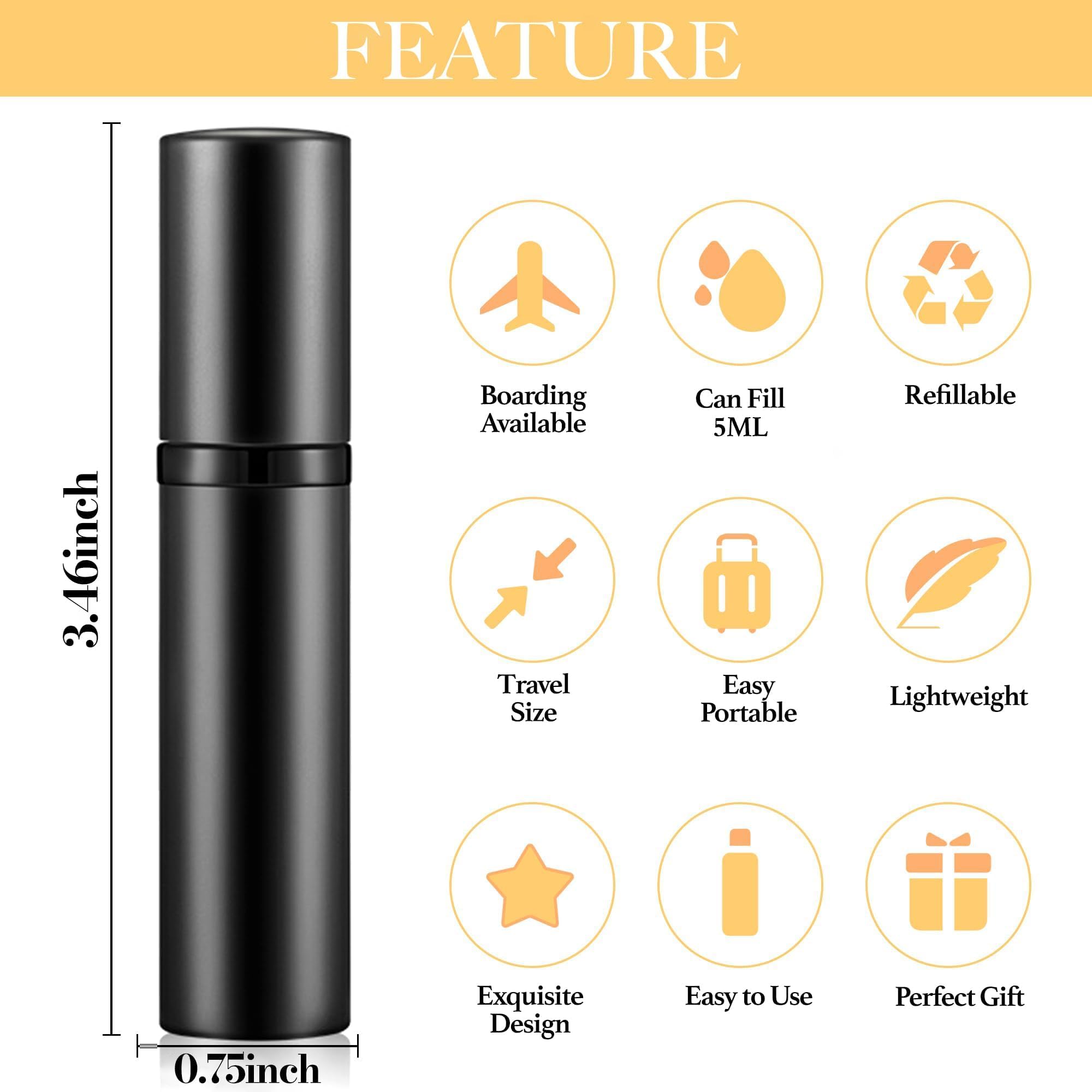 LTBL 2PCS Travel Perfume Bottle – 5ml Bottom-Fill, Leakproof Nano-Mist Atomizers (Black & Dark Blue)