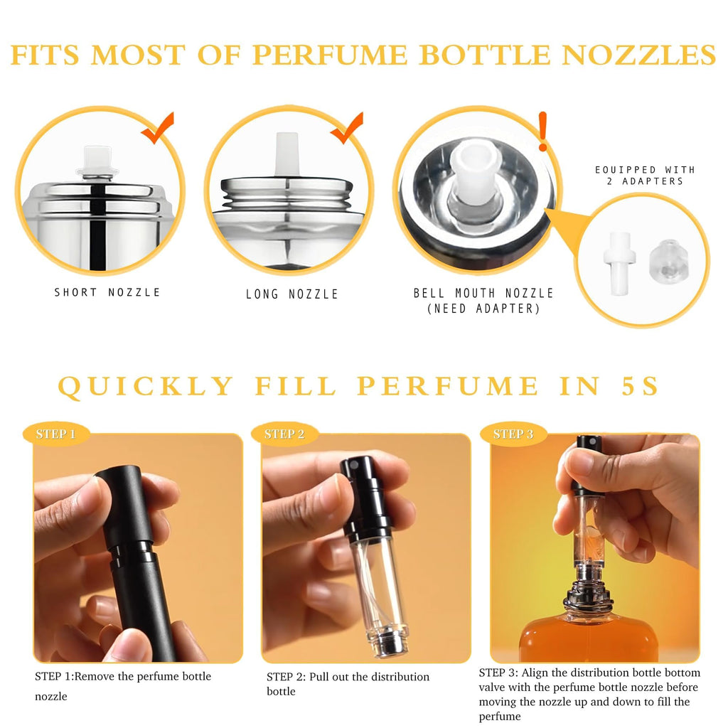 LTBL 2PCS Travel Perfume Bottle – 5ml Bottom-Fill, Leakproof Nano-Mist Atomizers (Black & Dark Blue)