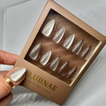 Lubnae – Designed in Paris Luxury Press-On Nails – Almond Short Latte Shiny, 30 Reusable Nails + Glue