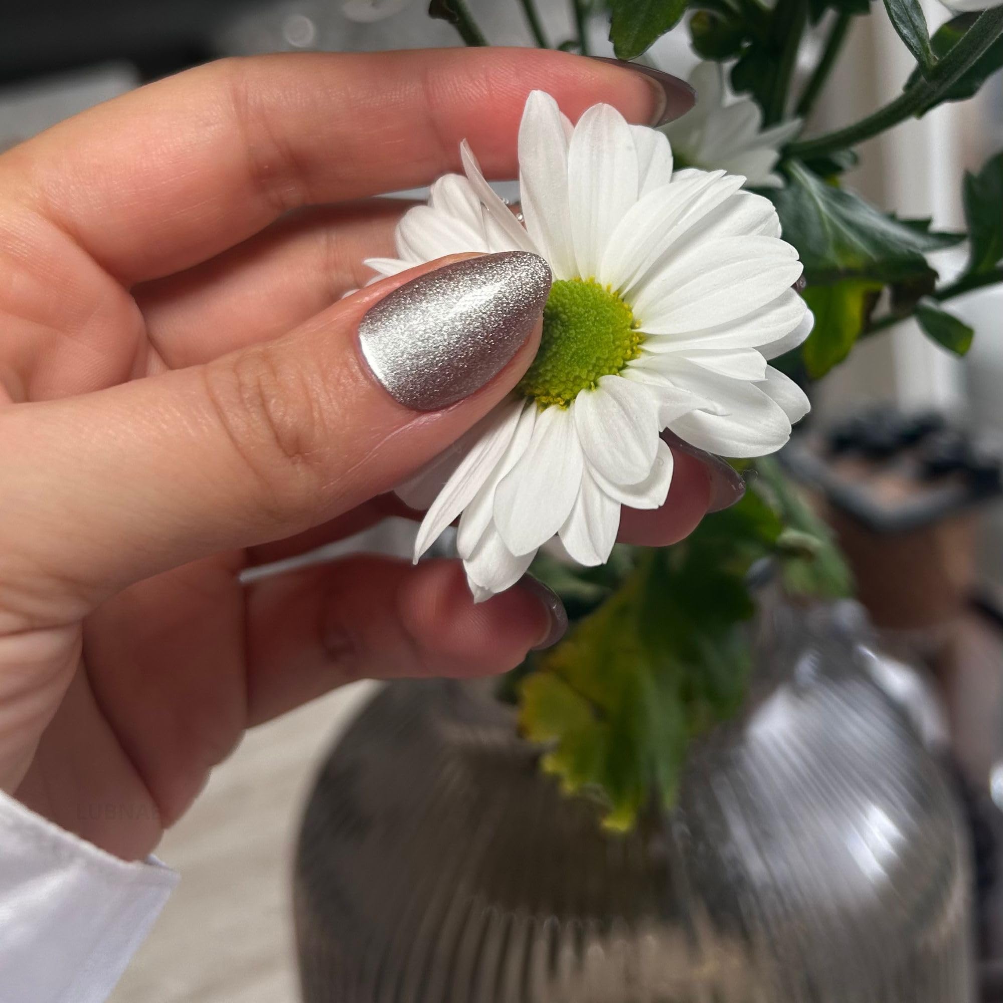 Lubnae – Designed in Paris Luxury Press-On Nails – Almond Short Latte Shiny, 30 Reusable Nails + Glue