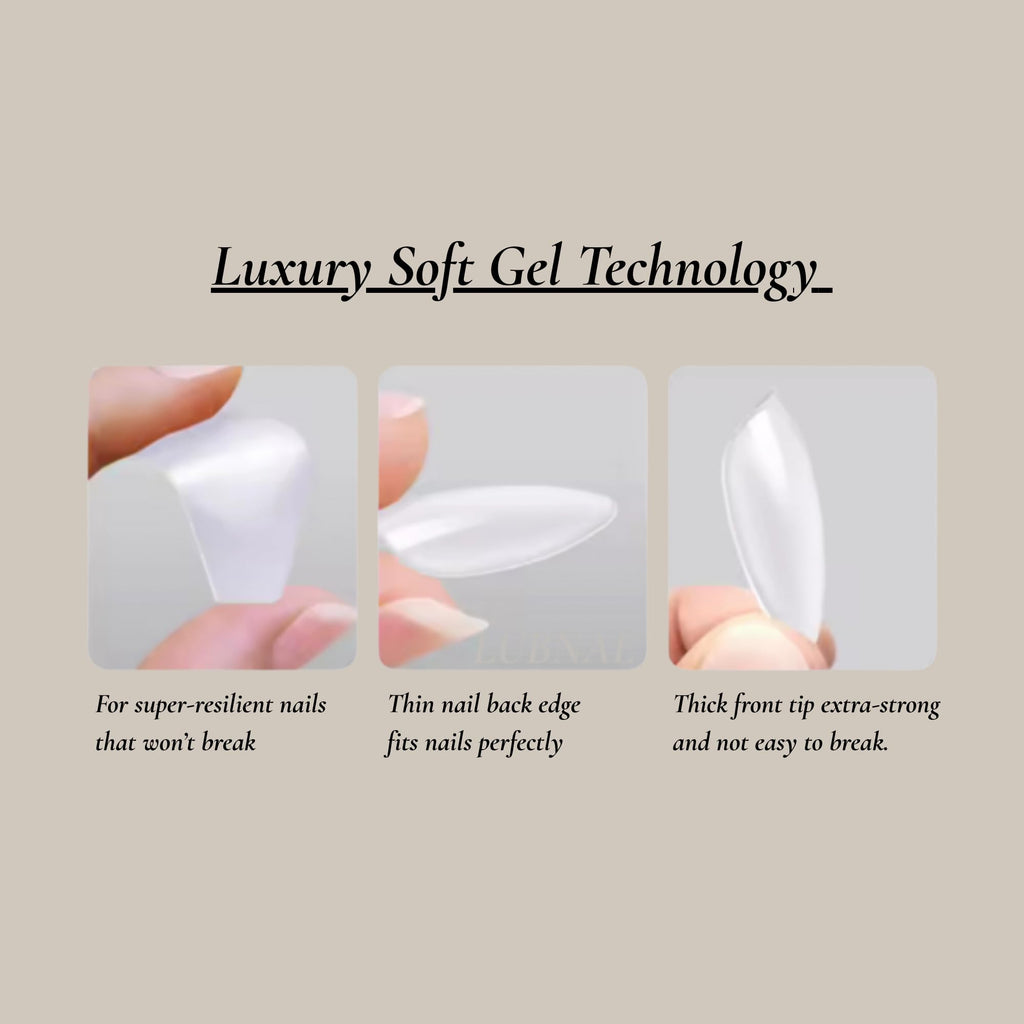 Lubnae – Designed in Paris Luxury Press-On Nails – Almond Short Latte Shiny, 30 Reusable Nails + Glue