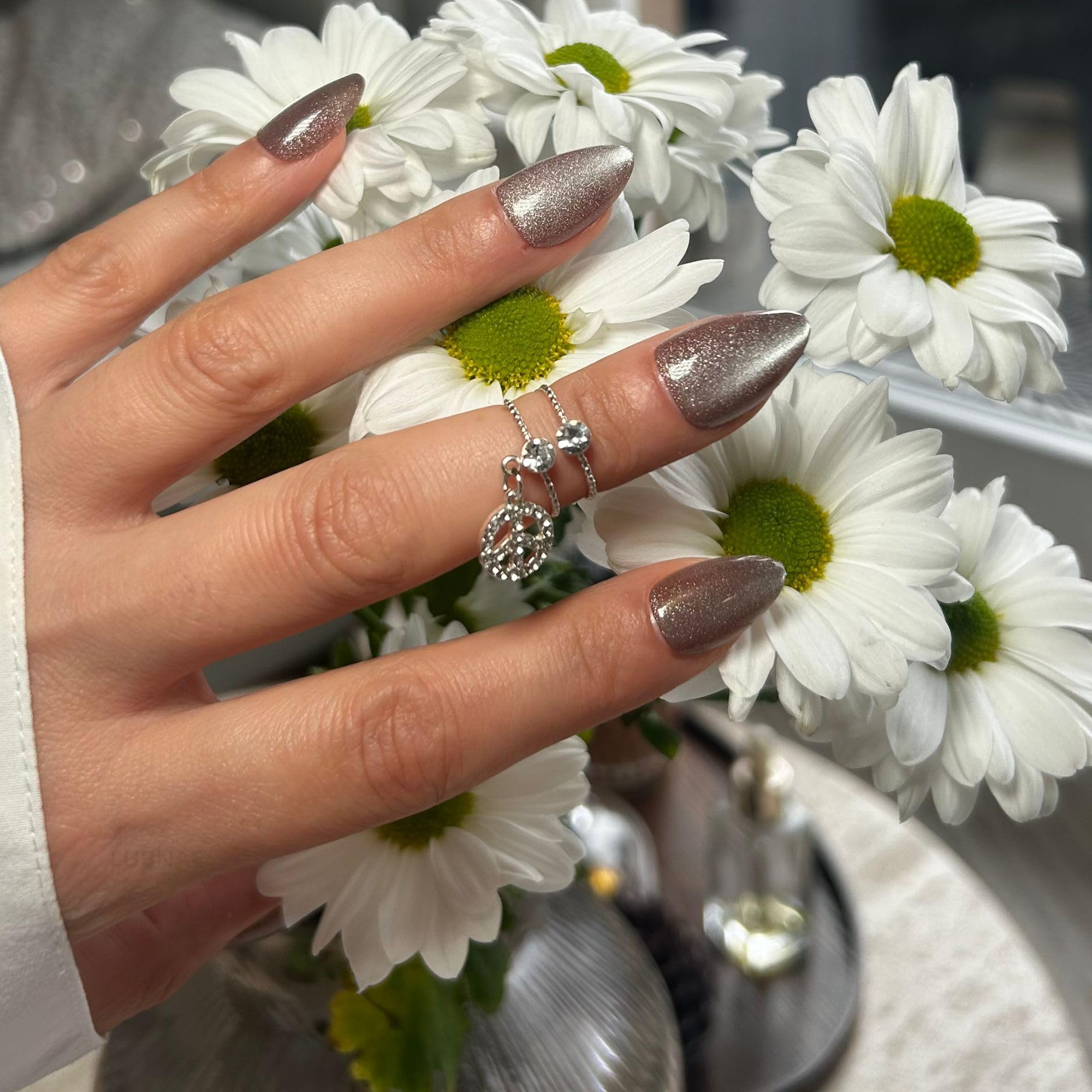 Lubnae – Designed in Paris Luxury Press-On Nails – Almond Short Latte Shiny, 30 Reusable Nails + Glue
