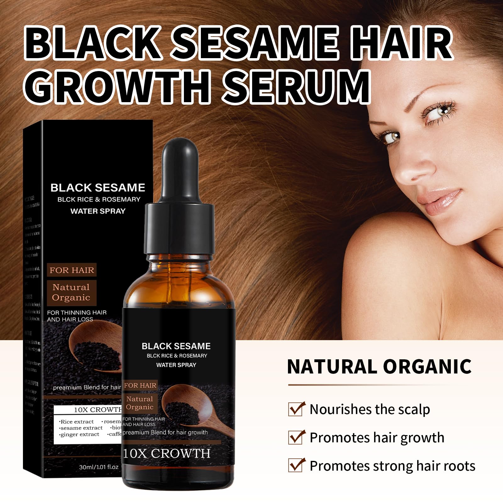 Lucksun Black Sesame Hair Growth Oil – Volumizing & Nourishing Serum, 2 x 30ml