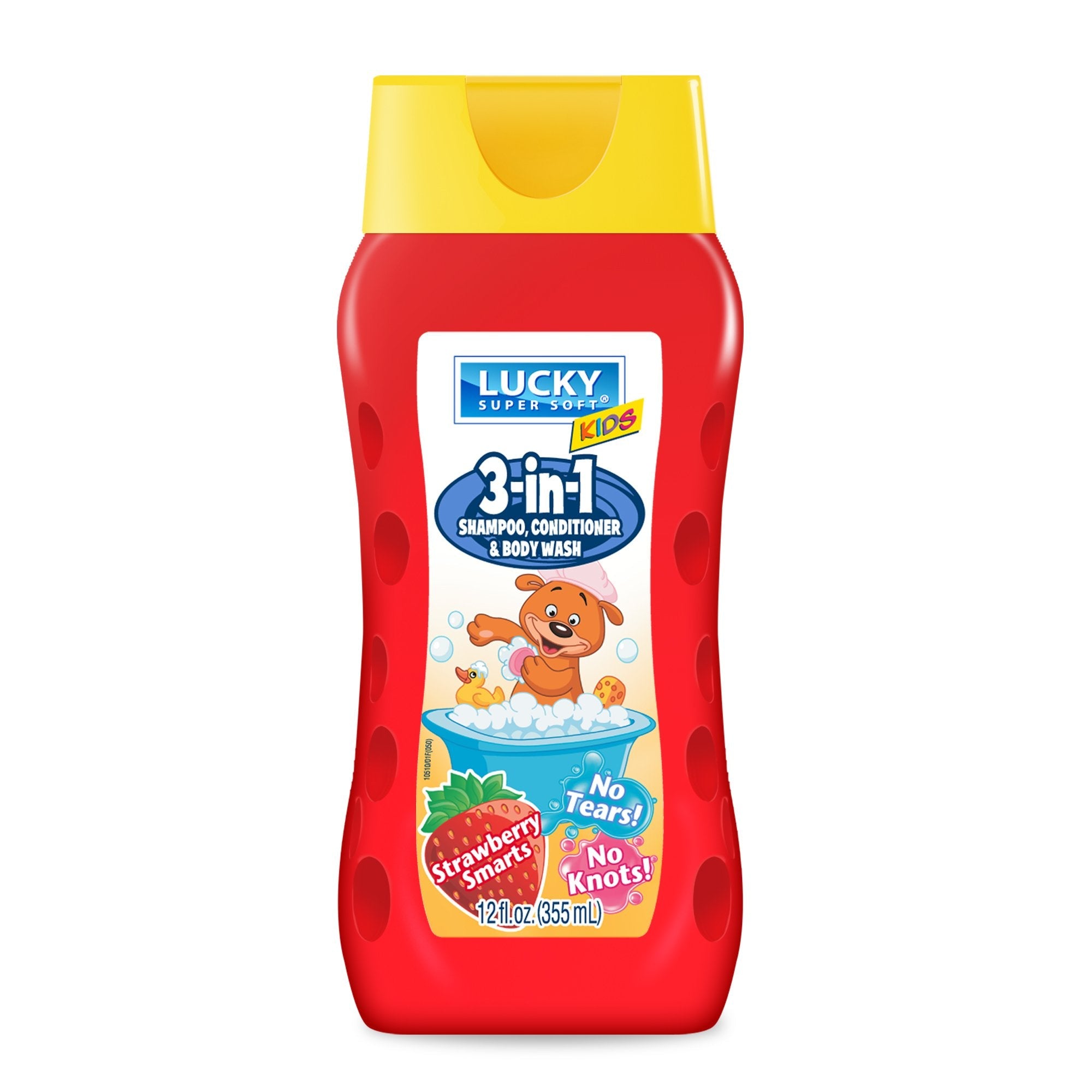 Lucky Super Soft Kids 3-in-1 Shampoo, Detangle Conditioner & Body Wash – Strawberry Smarts, 12 oz