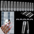 Luckyfairy XXL No C Curve Square Flat Nail Tips - 240pcs, 12 Sizes, Matte Clear