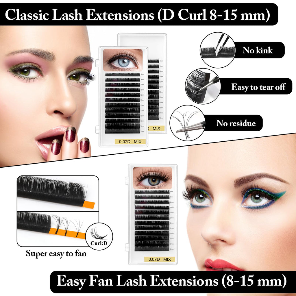 Lucomb Eyelash Extension Kit for Beginners – 345-Piece Practice Set with Mannequin Head