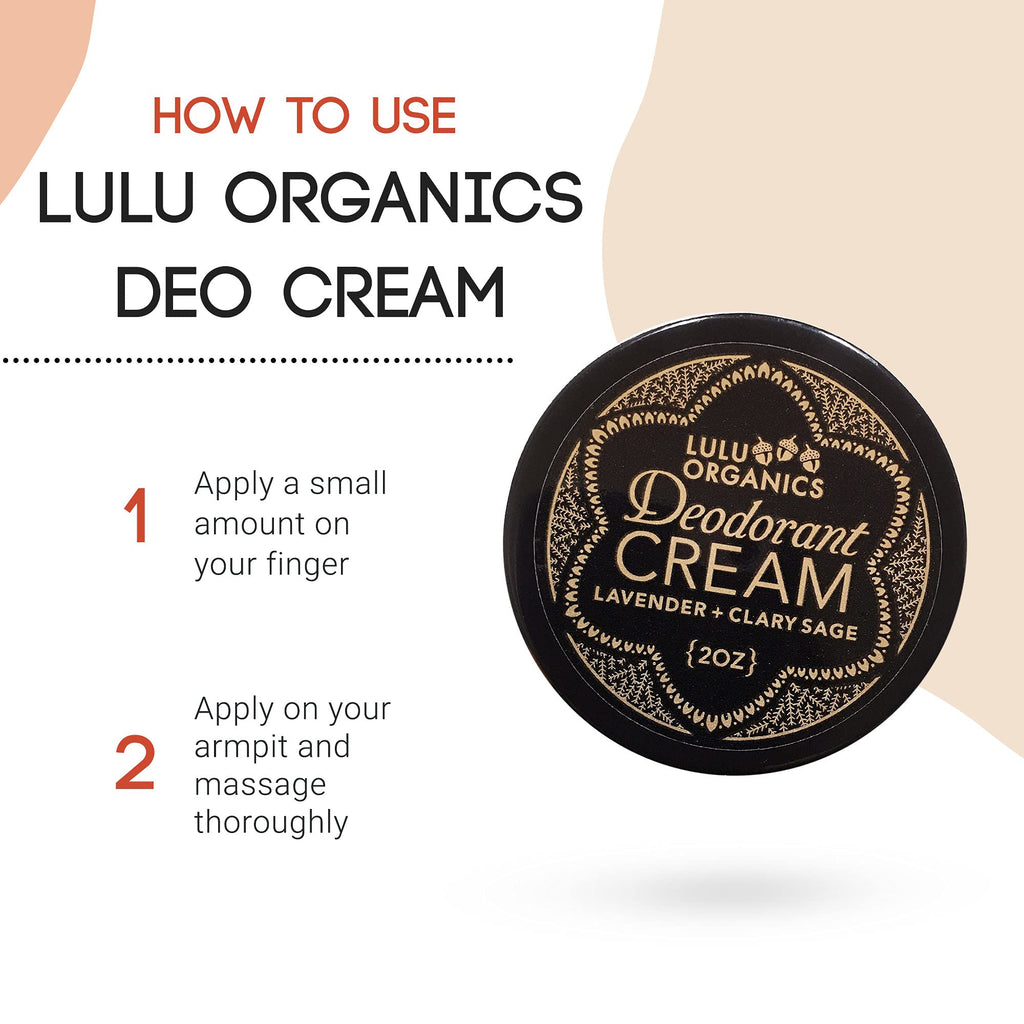 Lulu Organics Aluminum-Free Deodorant Cream – Lavender & Clary Sage, 2oz