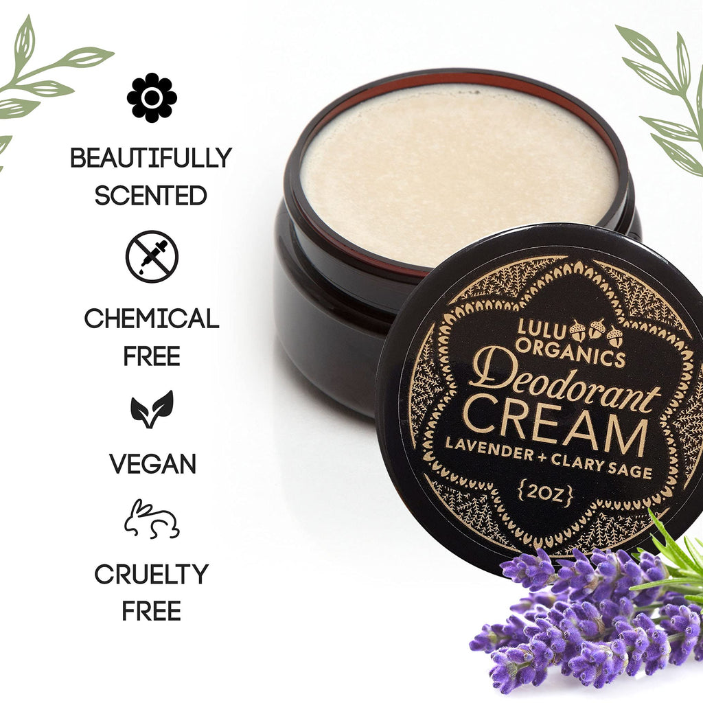 Lulu Organics Aluminum-Free Deodorant Cream – Lavender & Clary Sage, 2oz