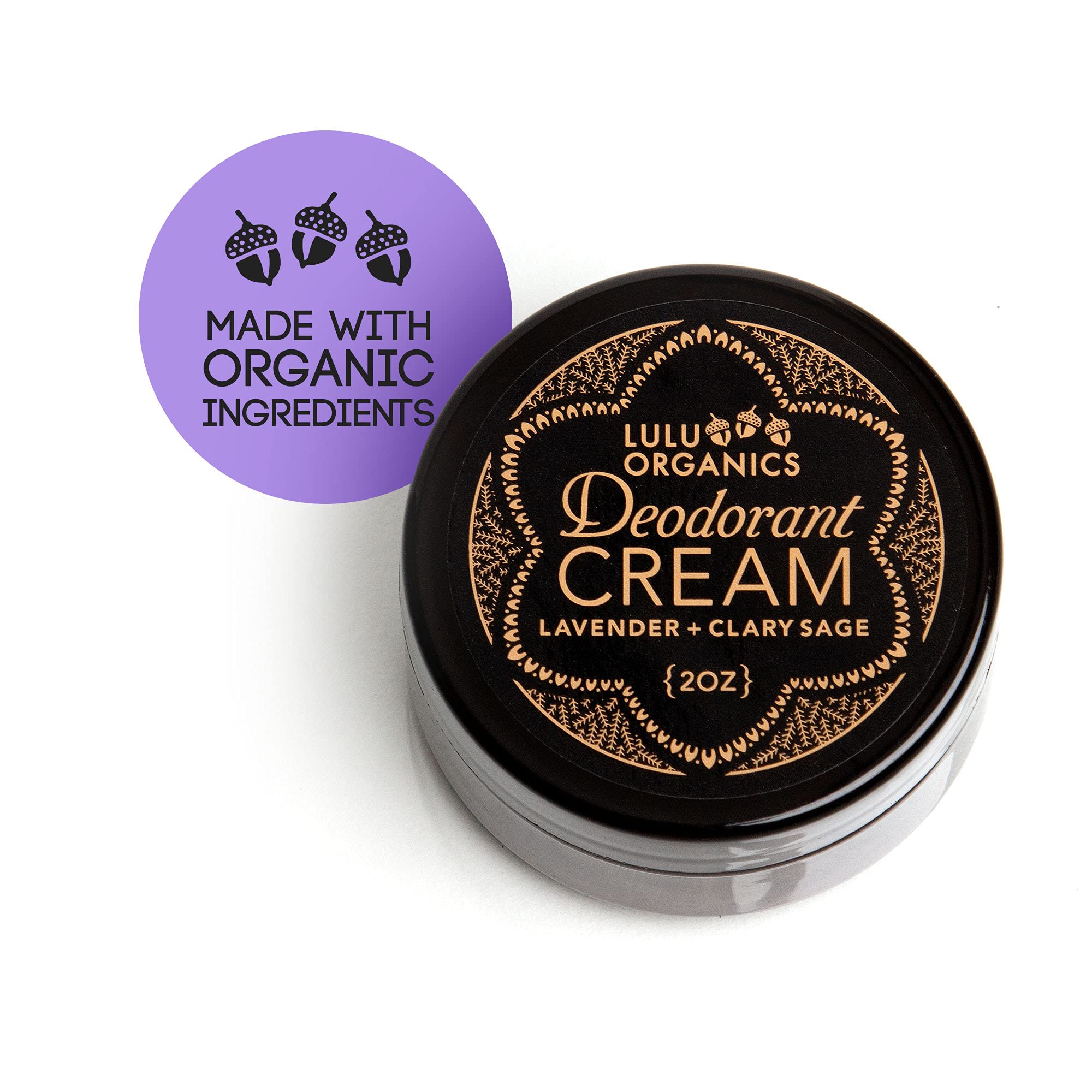 Lulu Organics Aluminum-Free Deodorant Cream – Lavender & Clary Sage, 2oz