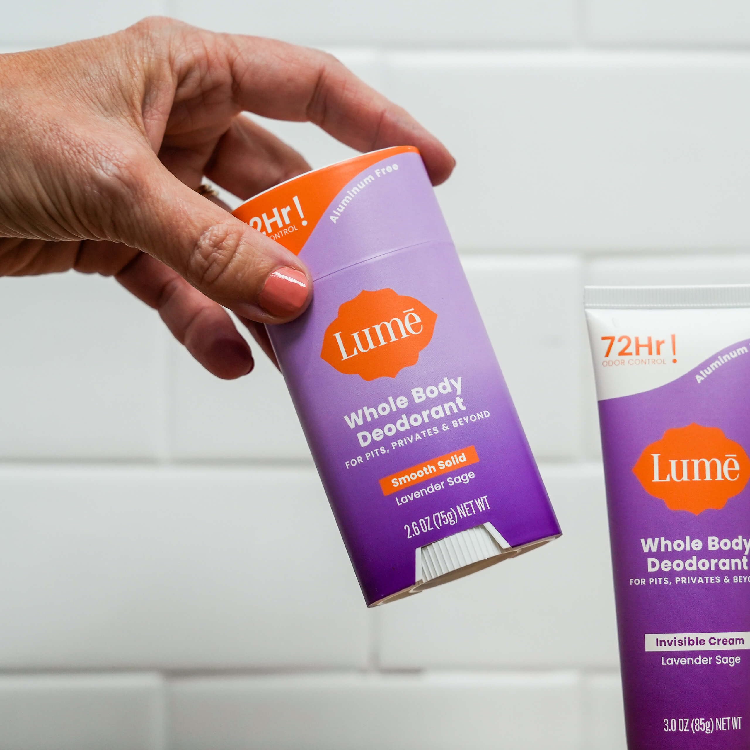 Lume Whole Body Deodorant - Aluminum & Baking Soda Free, 72-Hour Odor Control, Lavender Sage (Pack of 3)