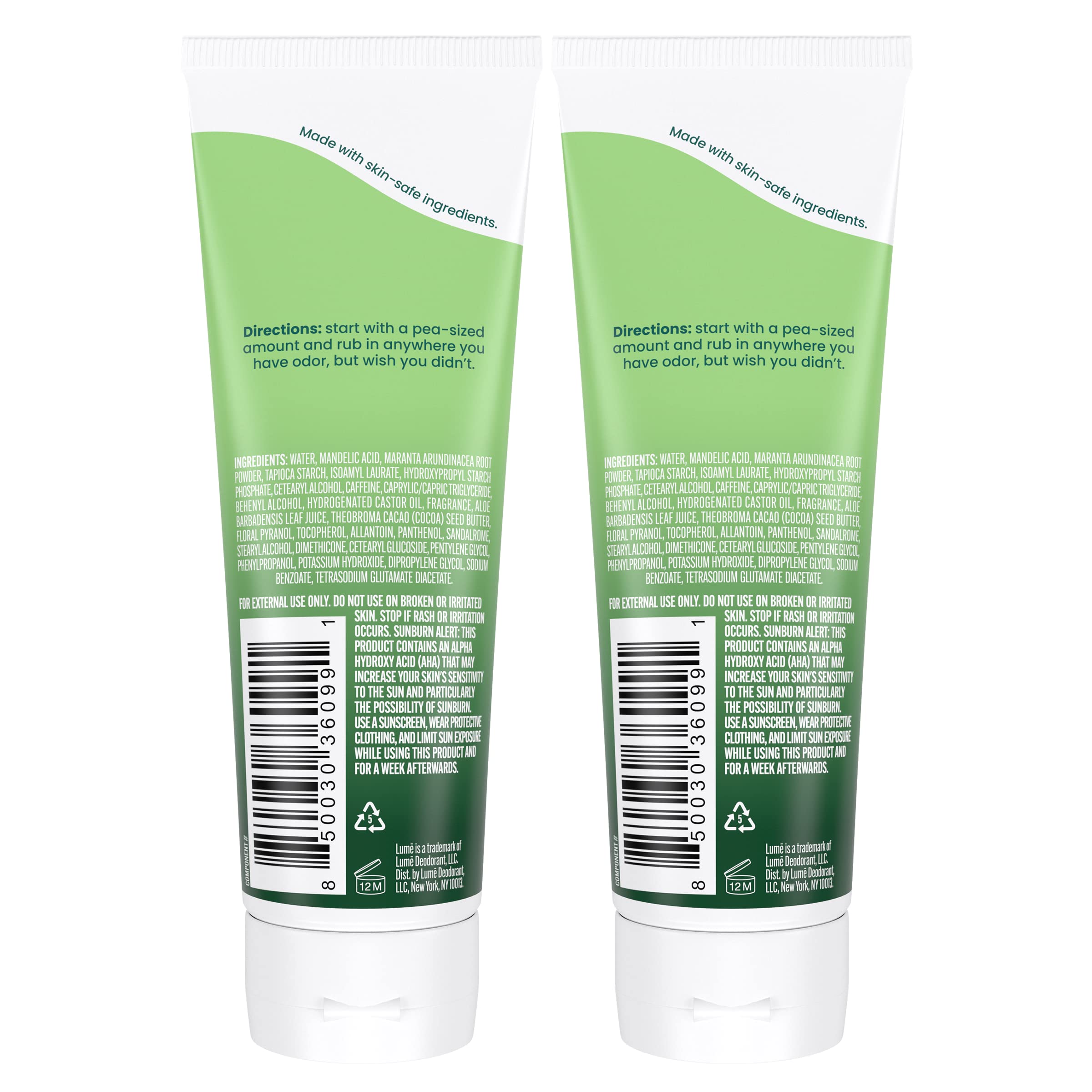 Lume Whole Body Deodorant - Fresh Alpine, Aluminum-Free & Baking Soda-Free, 72-Hour Odor Control (3.0 oz x 2)