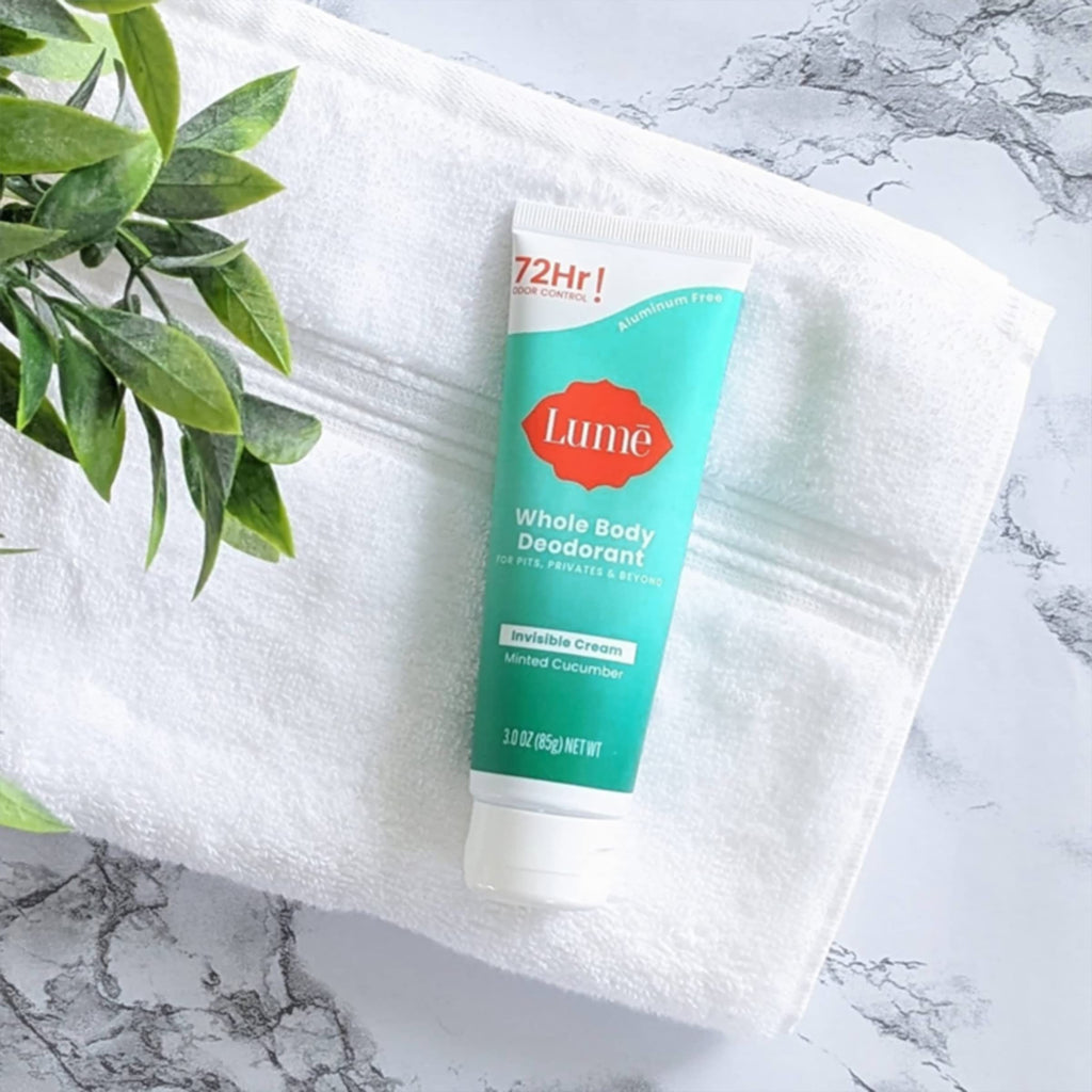 LUME Whole Body Deodorant - Minted Cucumber | Invisible Cream Tube, 72-Hour Odor Control, Aluminum-Free, Baking Soda-Free | Pack of 2 (3.0 oz)