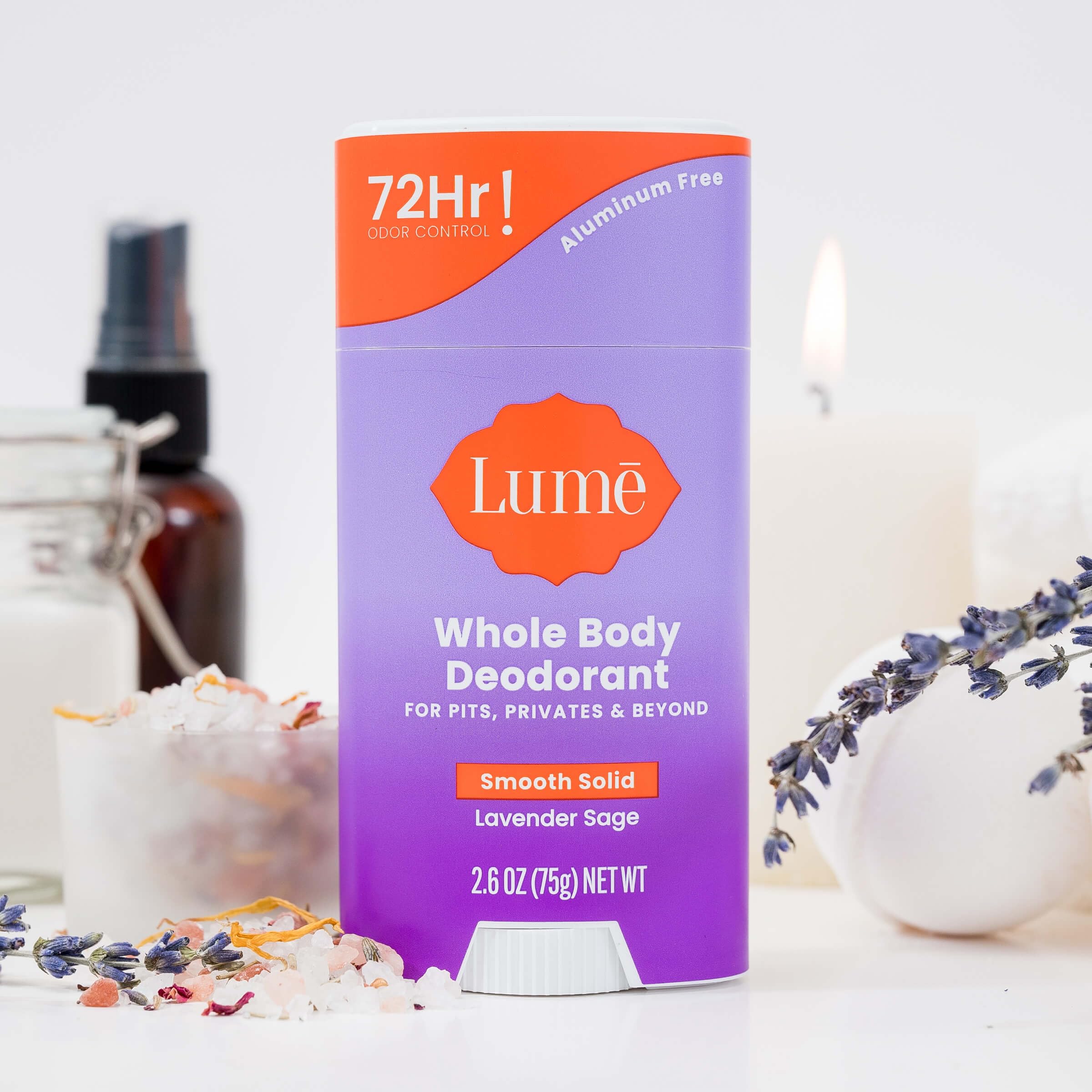 Lume Whole Body Deodorant - Aluminum & Baking Soda Free, 72-Hour Odor Control, Lavender Sage (Pack of 3)