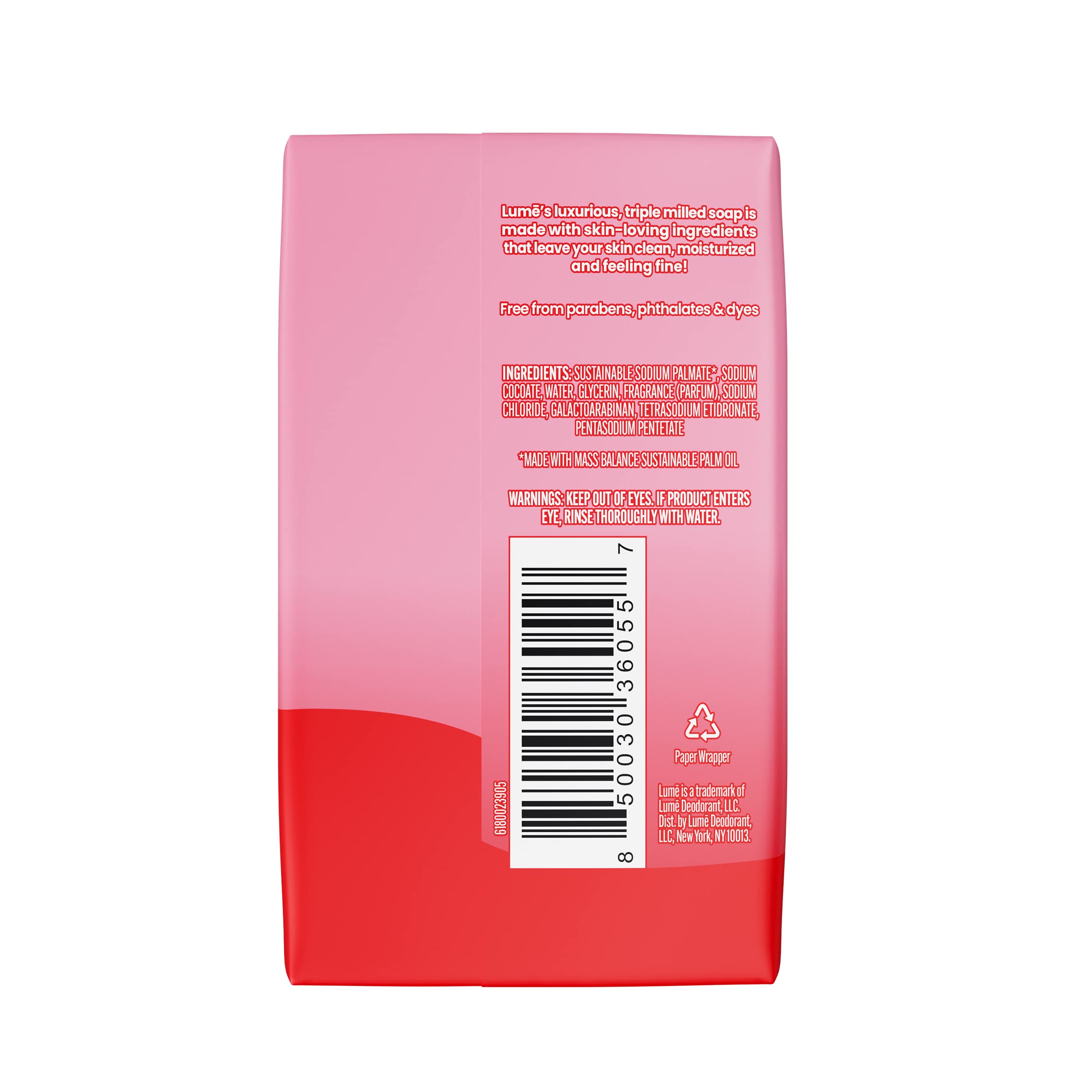 Lume Triple Milled Bar Soap – Rich Moisture & Gentle Cleansing | Peony Rose, Pack of 4 (5 oz each)