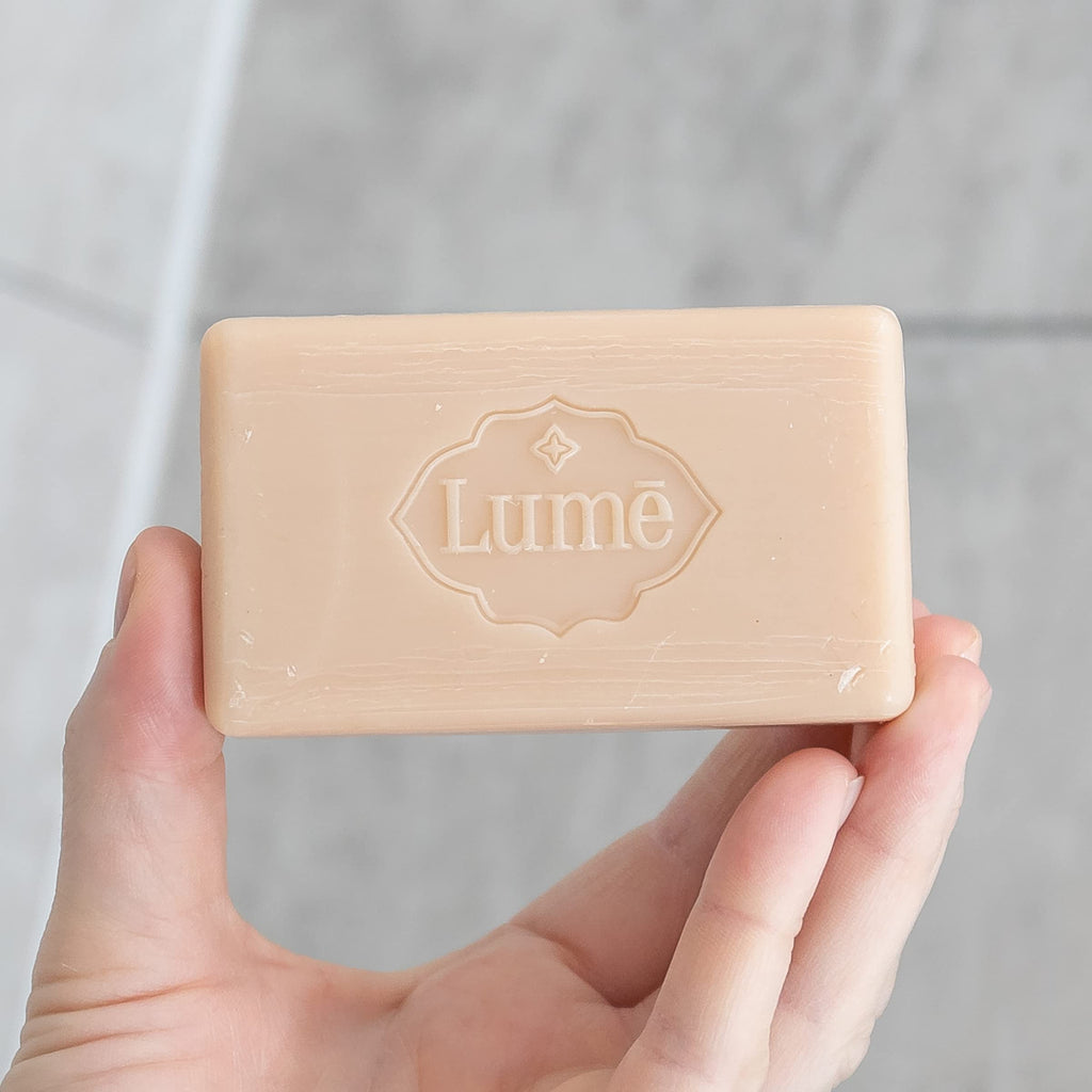 Lume Triple Milled Bar Soap – Rich Moisture & Gentle Cleansing | Peony Rose, Pack of 4 (5 oz each)