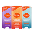 Lume Whole Body Deodorant 3-Pack — Aluminum & Baking Soda Free, 72-Hour Odor Control (Clean Tangerine, Lavender Sage, Unscented)