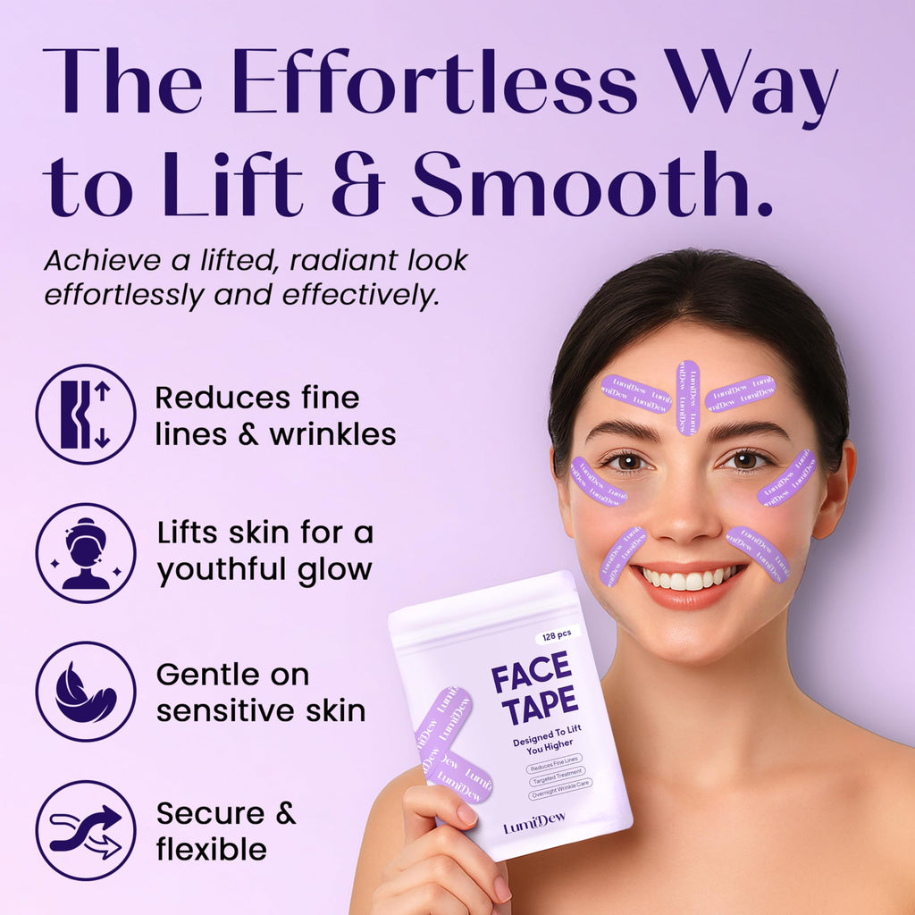 LumiDew Smile Line & Anti Wrinkle Patches – Overnight Face Tape for Forehead, Smile Lines & Lips