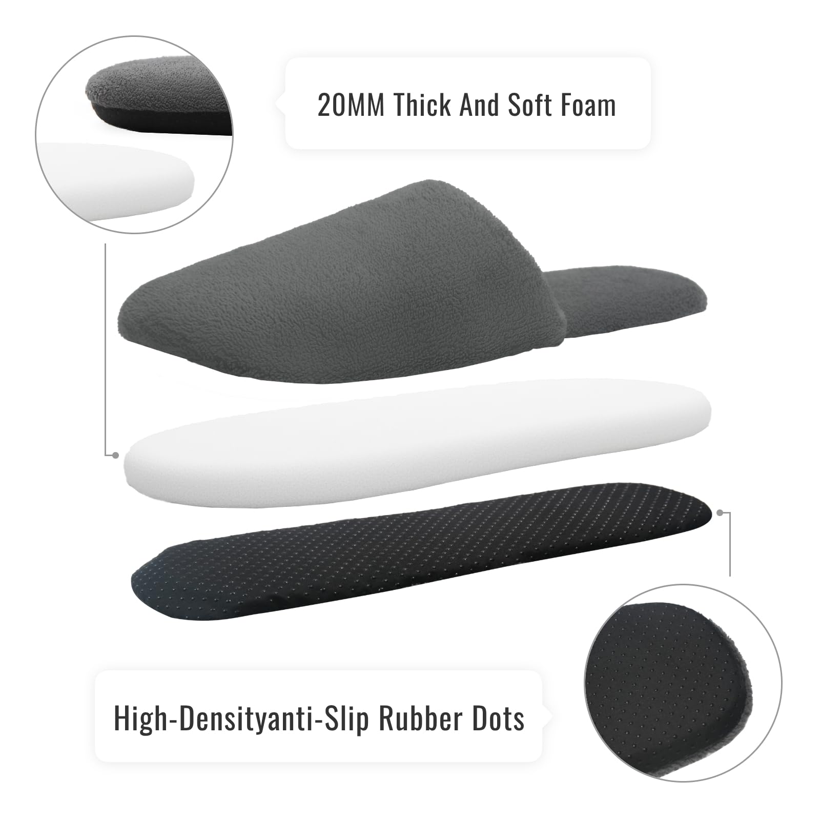 LumiLoom Spa Slippers – 4 Pairs Thick Cotton, Soft Foam, Non-Slip, Reusable & Washable