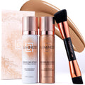 LUMINESS Airbrush Silk Foundation Starter Kit – Warm | Medium Shade, Hydrating Primer & Brush