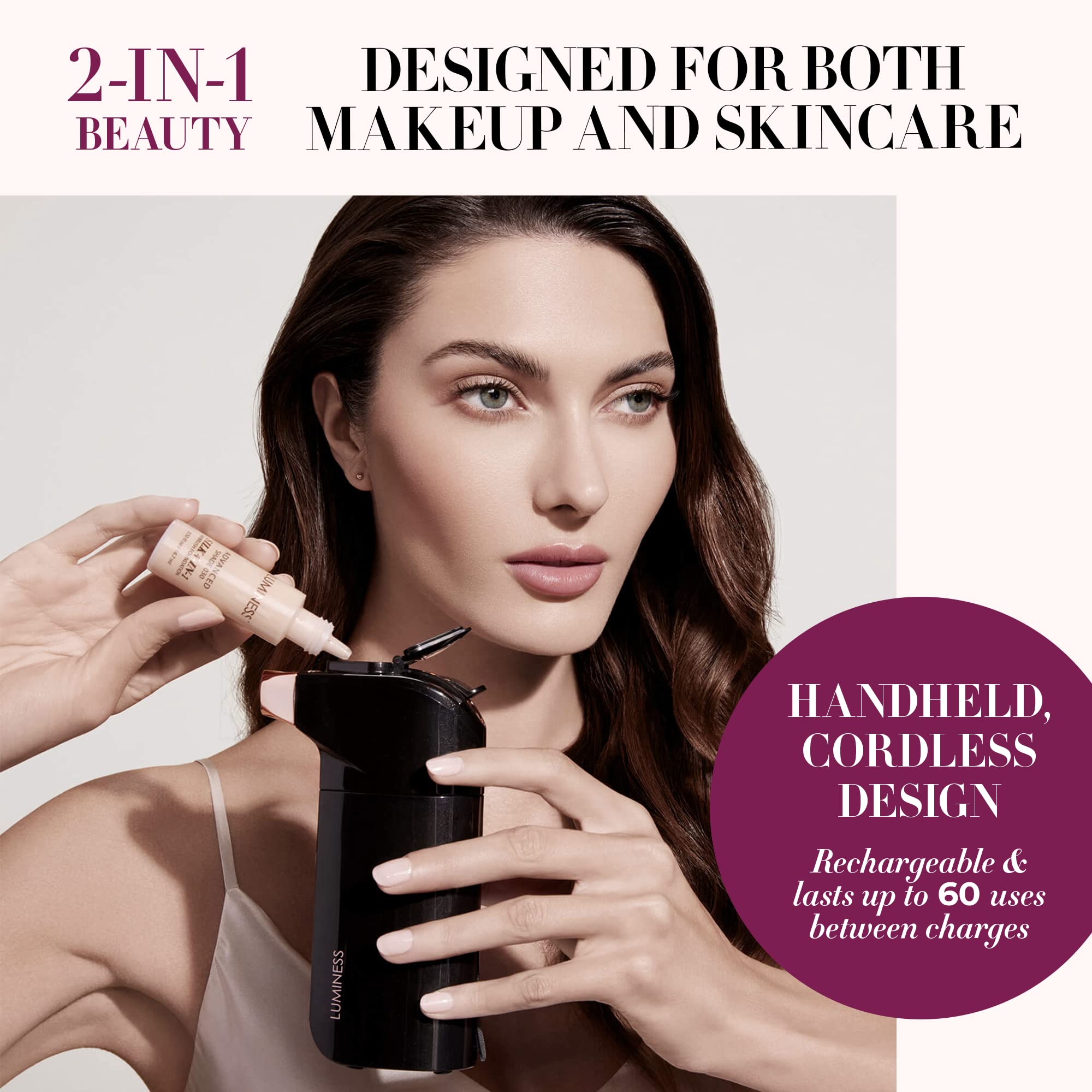 Luminess Breeze Duo Airbrush Makeup System – Medium Coverage, 9-Piece Kit with 2 Silk Foundations