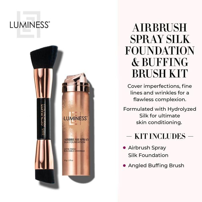 LUMINESS Face Time All In One Makeup Kit — Airbrush Foundation, Face Palette & Brush | 05 Medium Warm