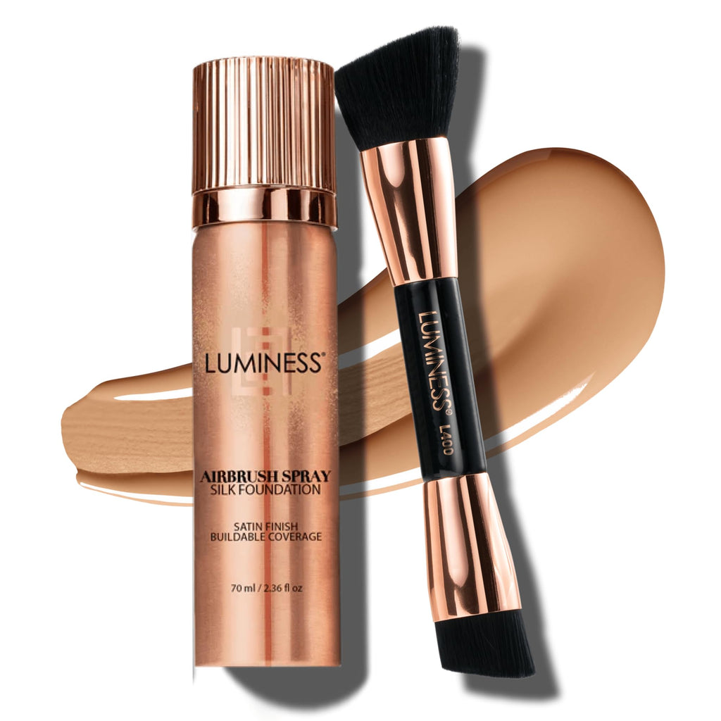 LUMINESS Face Time All In One Makeup Kit — Airbrush Foundation, Face Palette & Brush | 05 Medium Warm