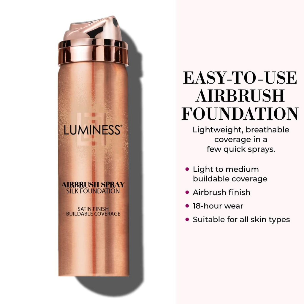 LUMINESS Silk Airbrush Spray Foundation – Buildable Coverage, Hydration & Anti-Aging Formula | Long-Lasting Wear (020-Fair)