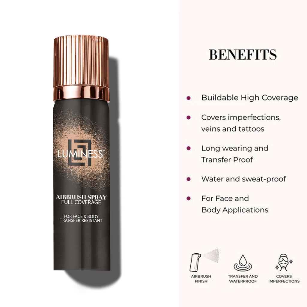LUMINESS Airbrush Body Coverage - Full Coverage Foundation for Face & Body (Light Deep) | Water-Resistant