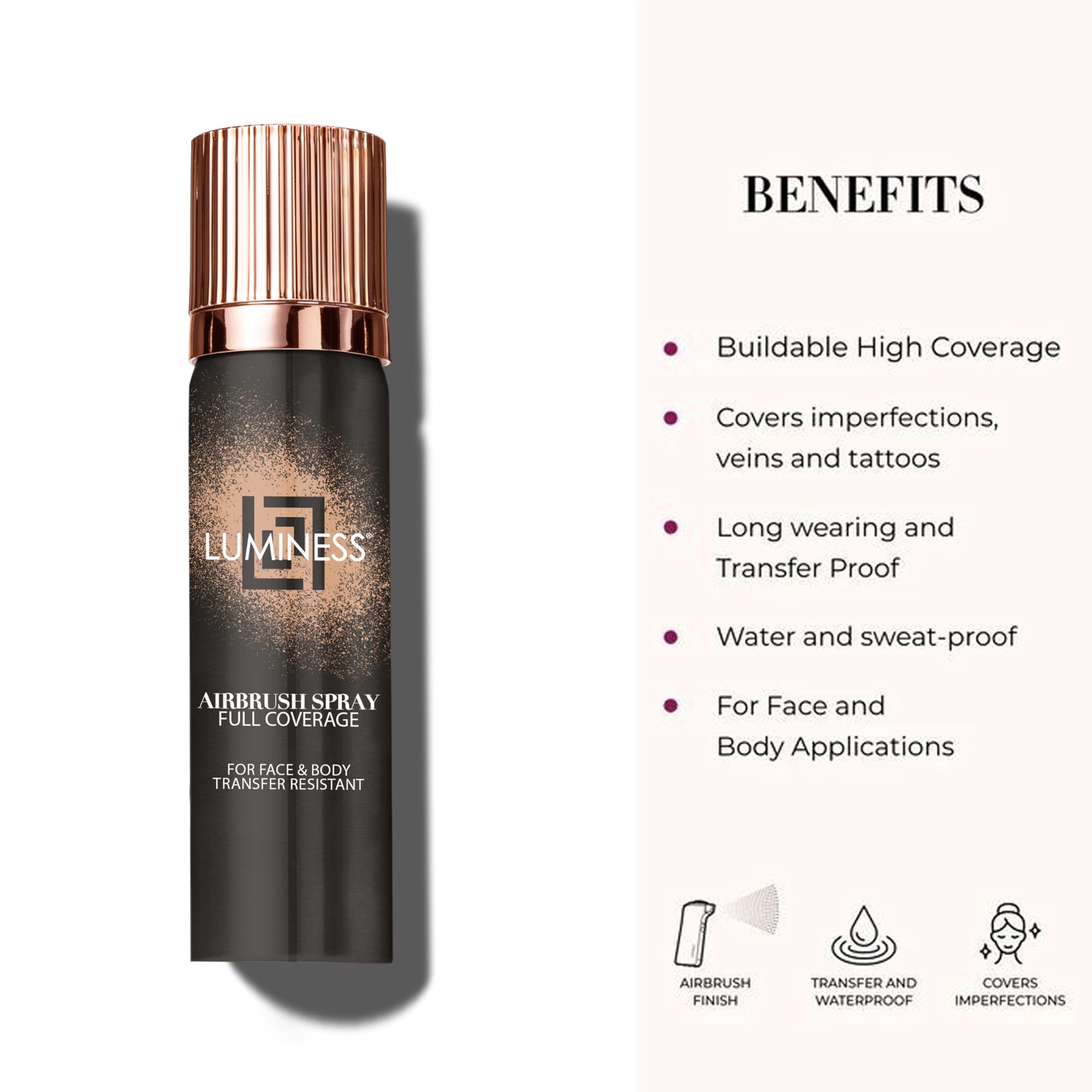 LUMINESS Airbrush Body Coverage - Full Coverage Foundation for Face & Body (Light Deep) | Water-Resistant