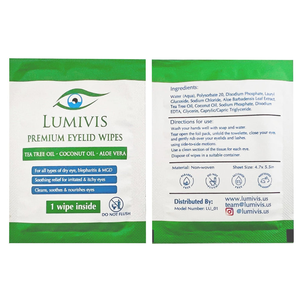 Lumivis Tea Tree Oil Eyelid Wipes – 108 Daily Cleansing Pads