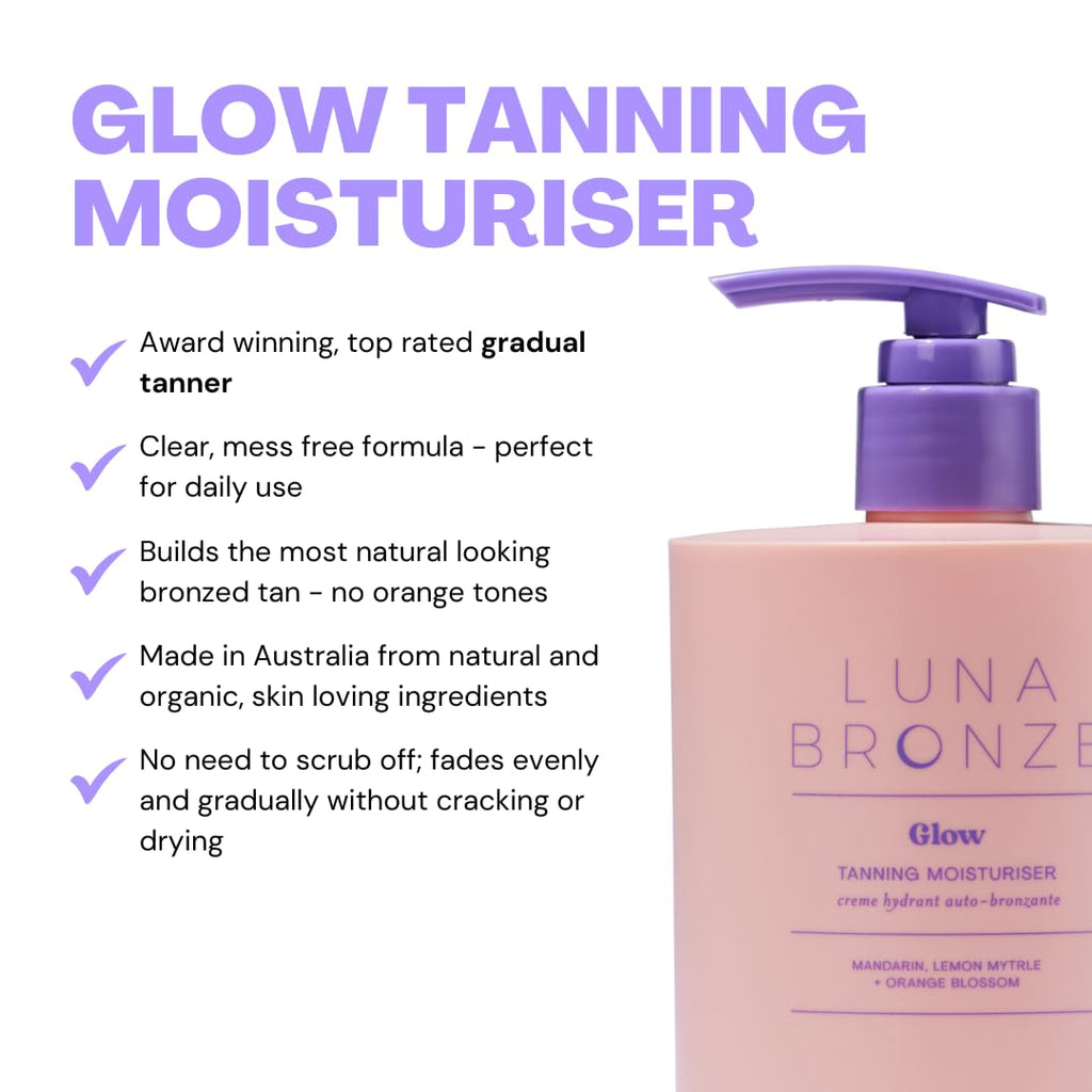 Luna Bronze Glow Gradual Self-Tanning Lotion – Ultra Hydrating, Natural Sunless Tan (15.2 fl oz)