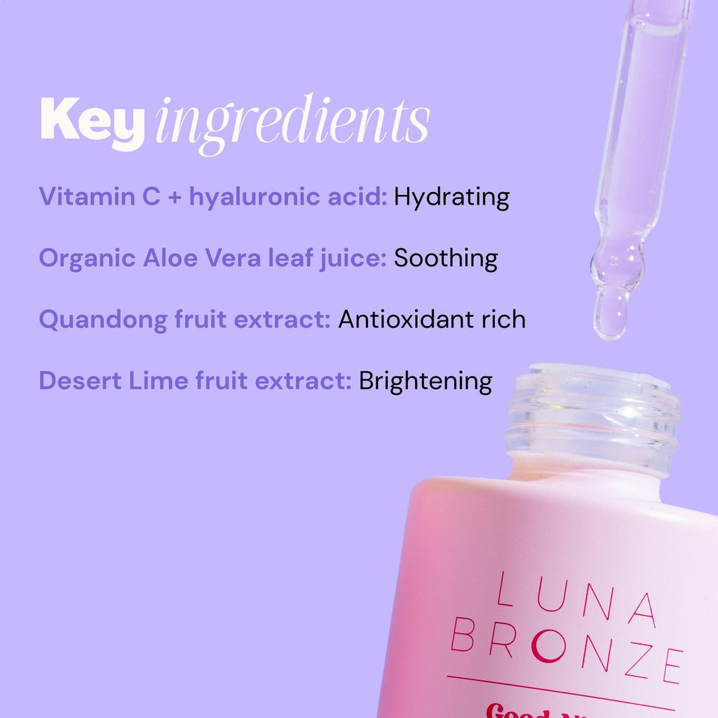 Luna Bronze Good Night Face Tanning Drops | Overnight Glow Serum with Vitamin C