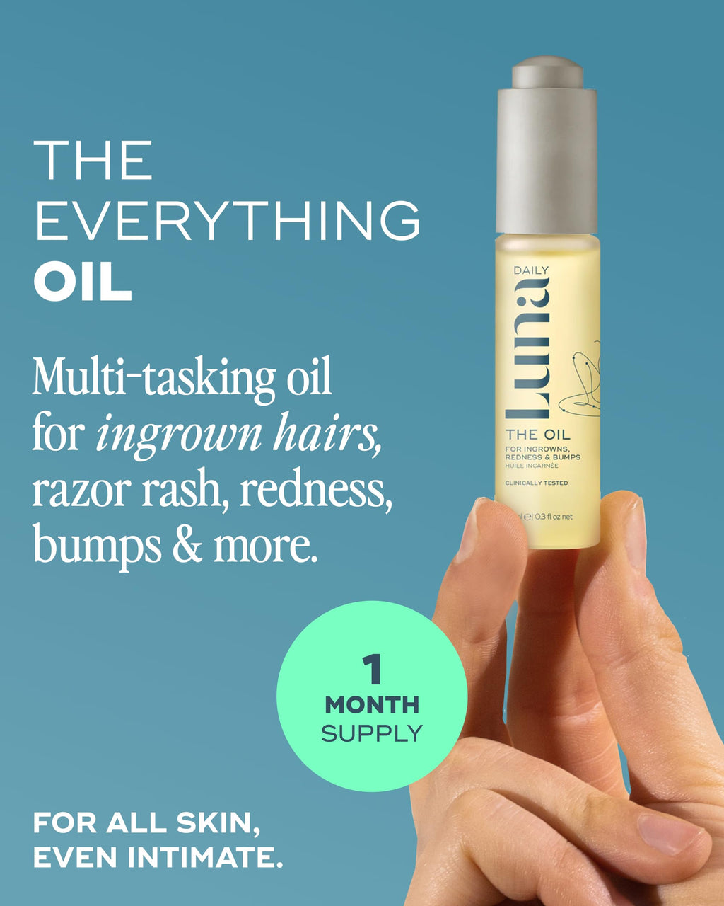 Luna Daily Mini Ingrown Hair Oil (10ml) | Travel-Size Hydrating Oil for Delicate Areas