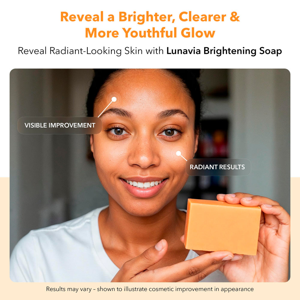 Lunavia Kojic Acid Complexion Brightening Soap Bar – 3-Pack with Vitamin C, Turmeric, Retinol, Collagen & Hyaluronic Acid