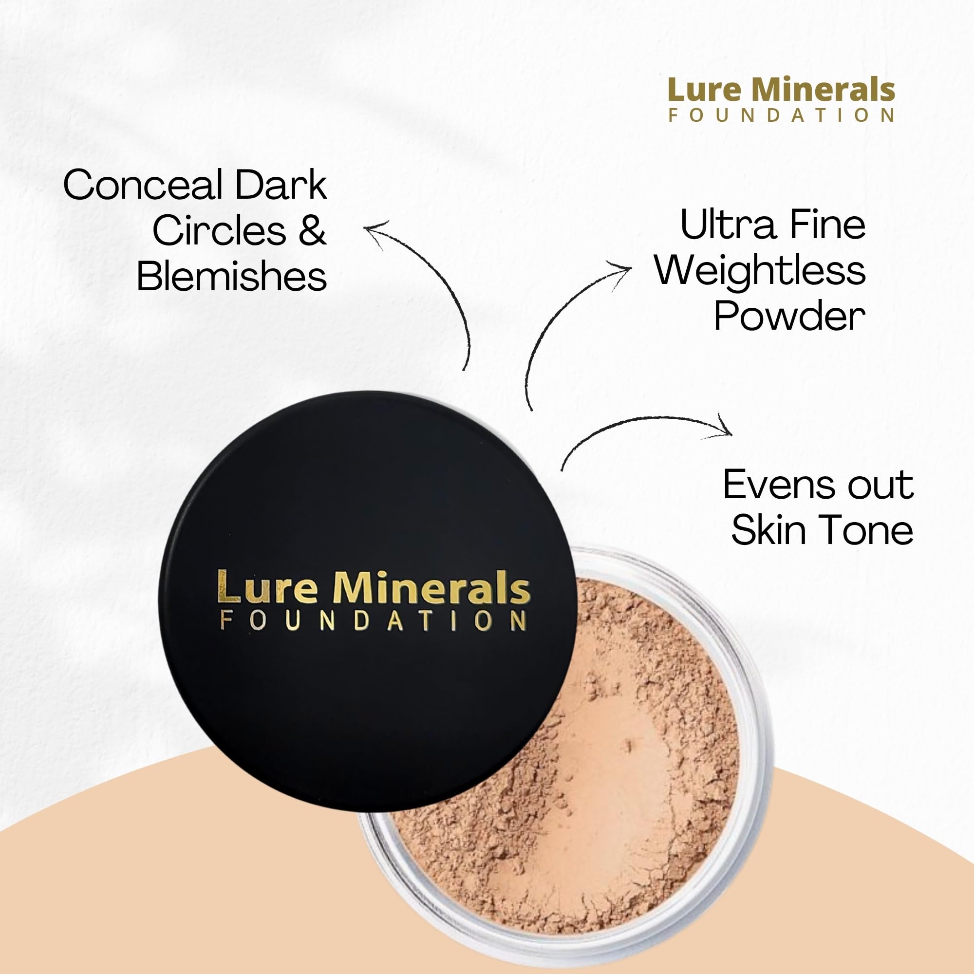 Lure Minerals Bisque Loose Face Powder Concealer – Lightweight, Talc-Free, Vegan (14g)