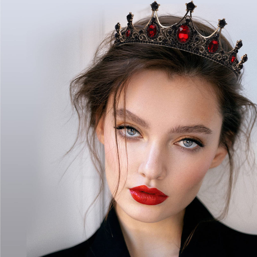 Lurrose Baroque Queen Crown — Bridal Tiara with Rhinestones for Weddings, Prom & Costumes