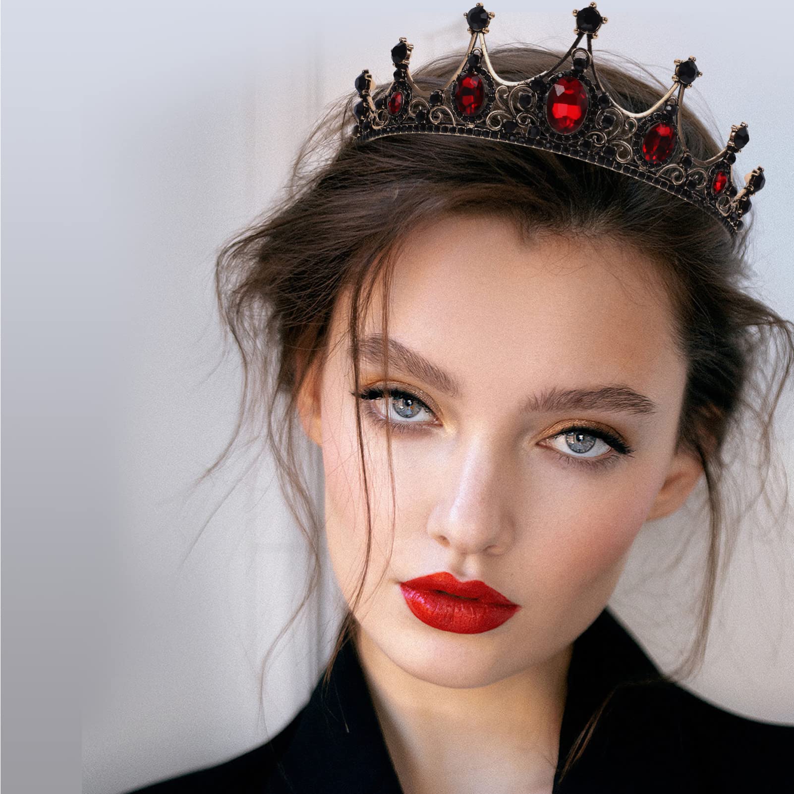 Lurrose Baroque Queen Crown — Bridal Tiara with Rhinestones for Weddings, Prom & Costumes