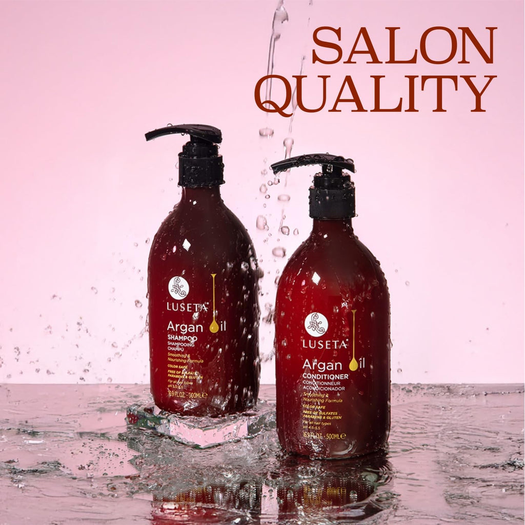 Luseta Argan Oil Shampoo & Conditioner Set – Thickening, Frizz Control, All Hair Types | Sulfate Free | 2 x 16.9 fl oz