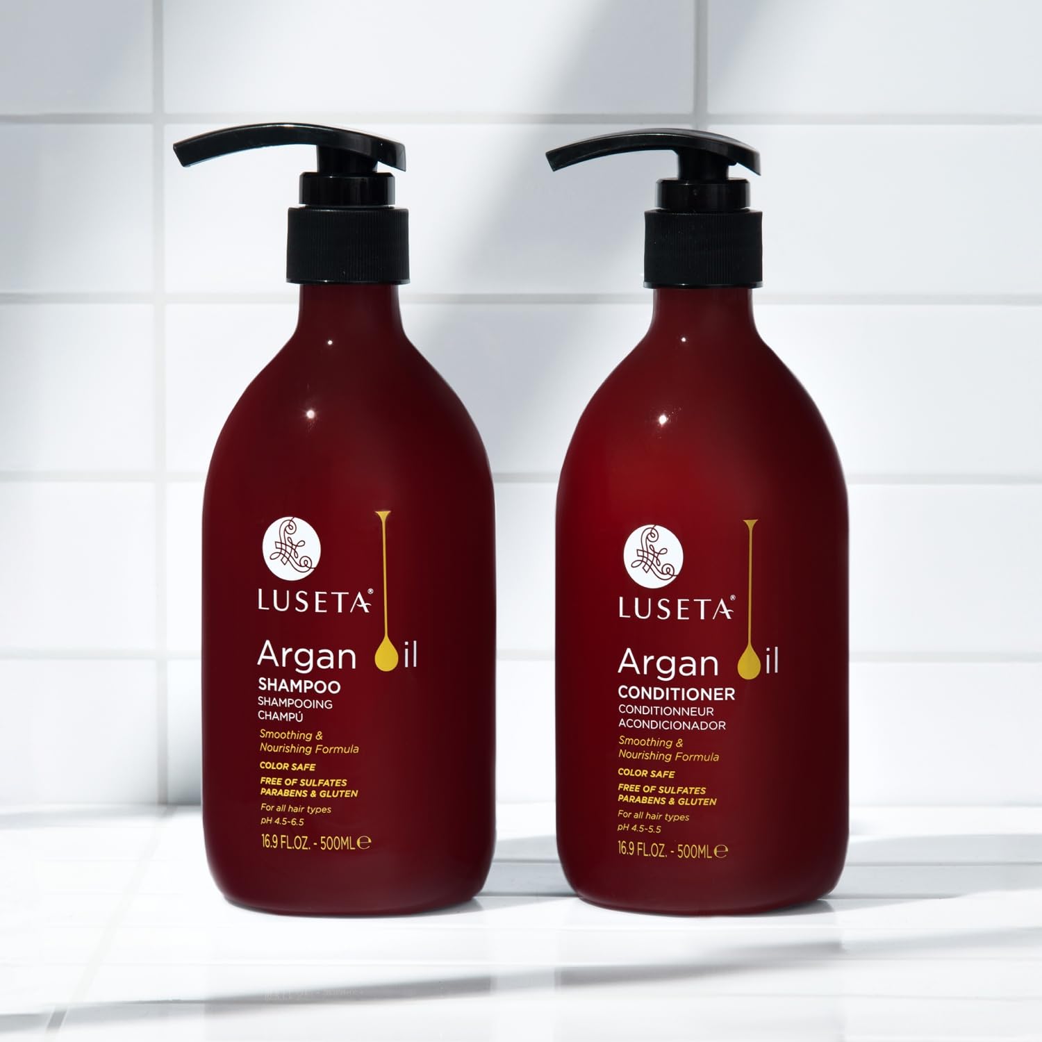 Luseta Argan Oil Shampoo & Conditioner Set – Thickening, Frizz Control, All Hair Types | Sulfate Free | 2 x 16.9 fl oz