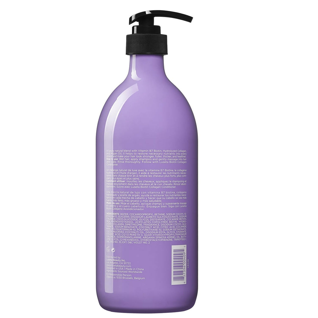 Luseta Biotin & Collagen Shampoo – Thickening Formula with Argan Oil | Sulfate & Paraben Free, 33.8oz