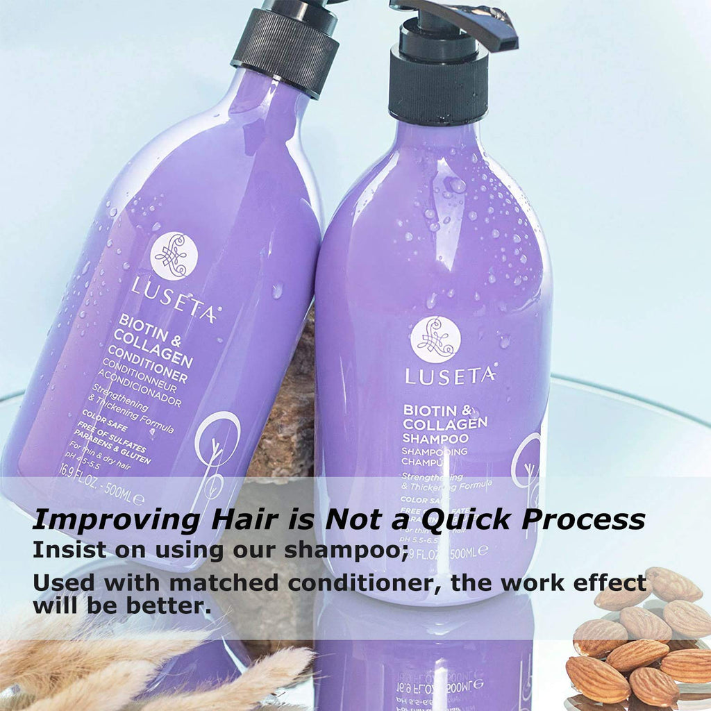 Luseta Biotin & Collagen Shampoo – Thickening Formula with Argan Oil | Sulfate & Paraben Free, 33.8oz