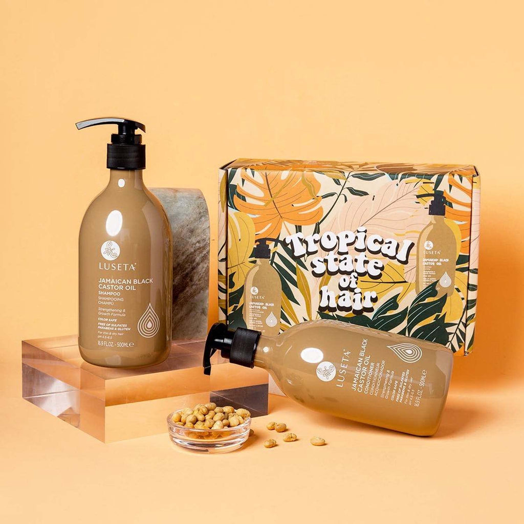 Luseta Castor Oil Shampoo & Conditioner Set – Strengthen & Cleanse Thin Hair | Sulfate-Free 16.9oz x 2