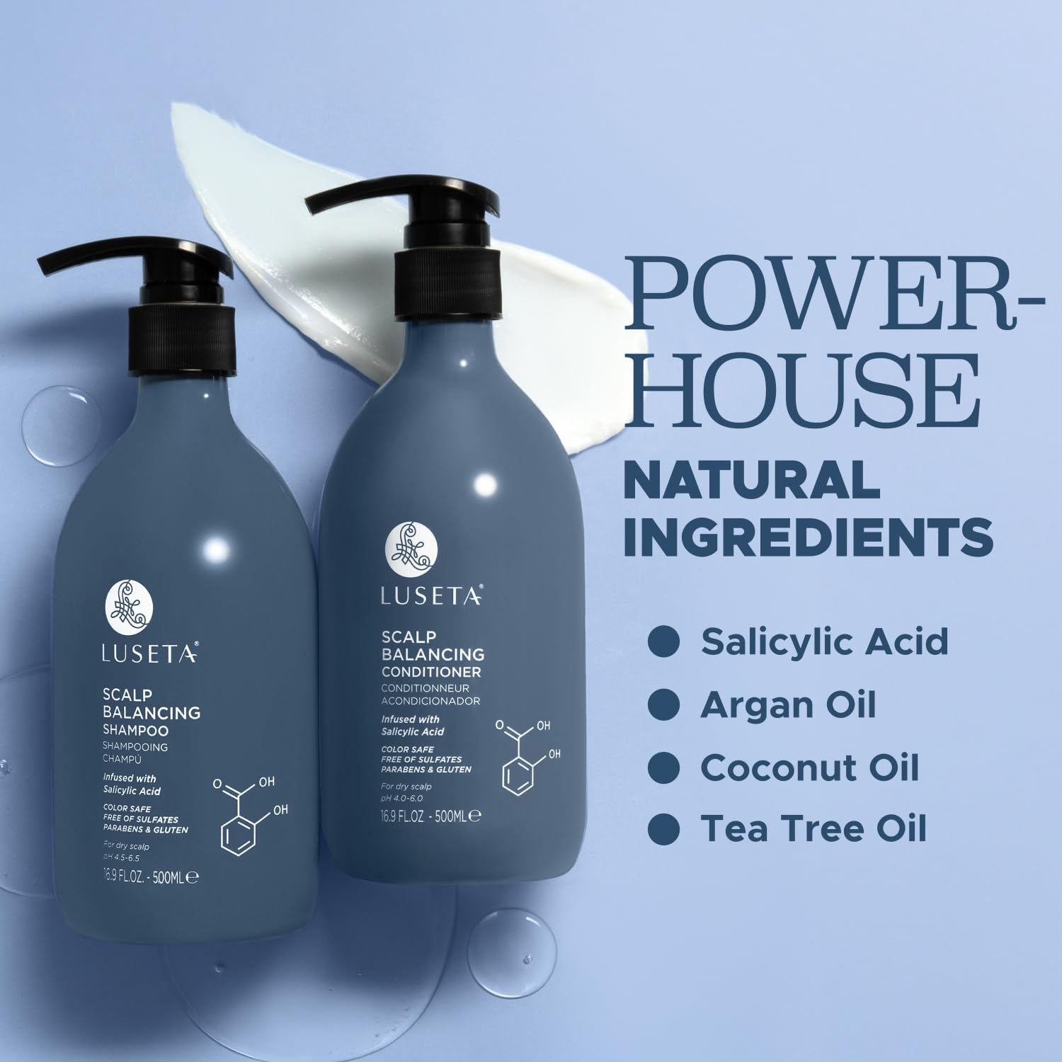 L LUSETA Luseta Salicylic Acid Shampoo & Conditioner Set – Scalp-Balancing, pH-Balanced, 2 x 16.9 oz