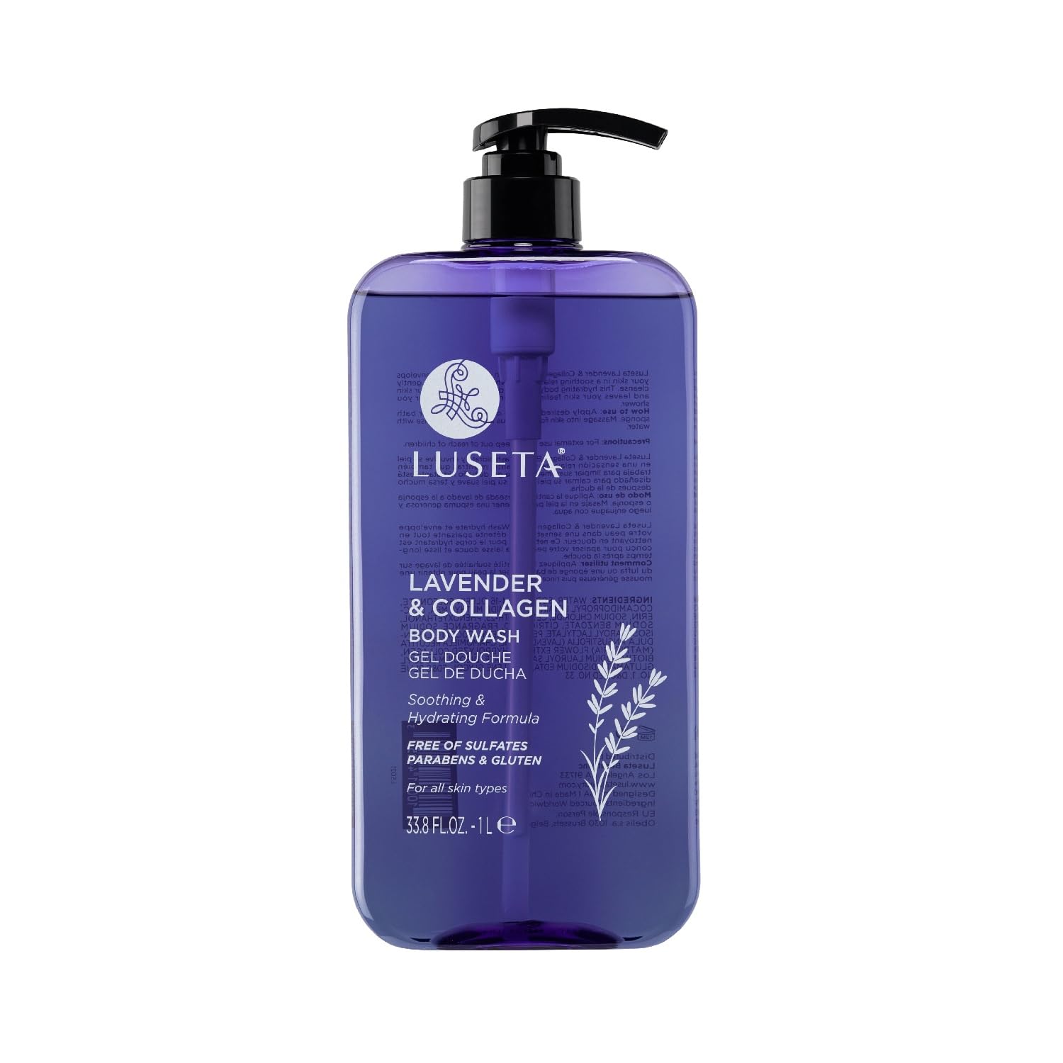 Luseta Lavender & Collagen Body Wash – Hydration, Calming Scent, 33.8oz