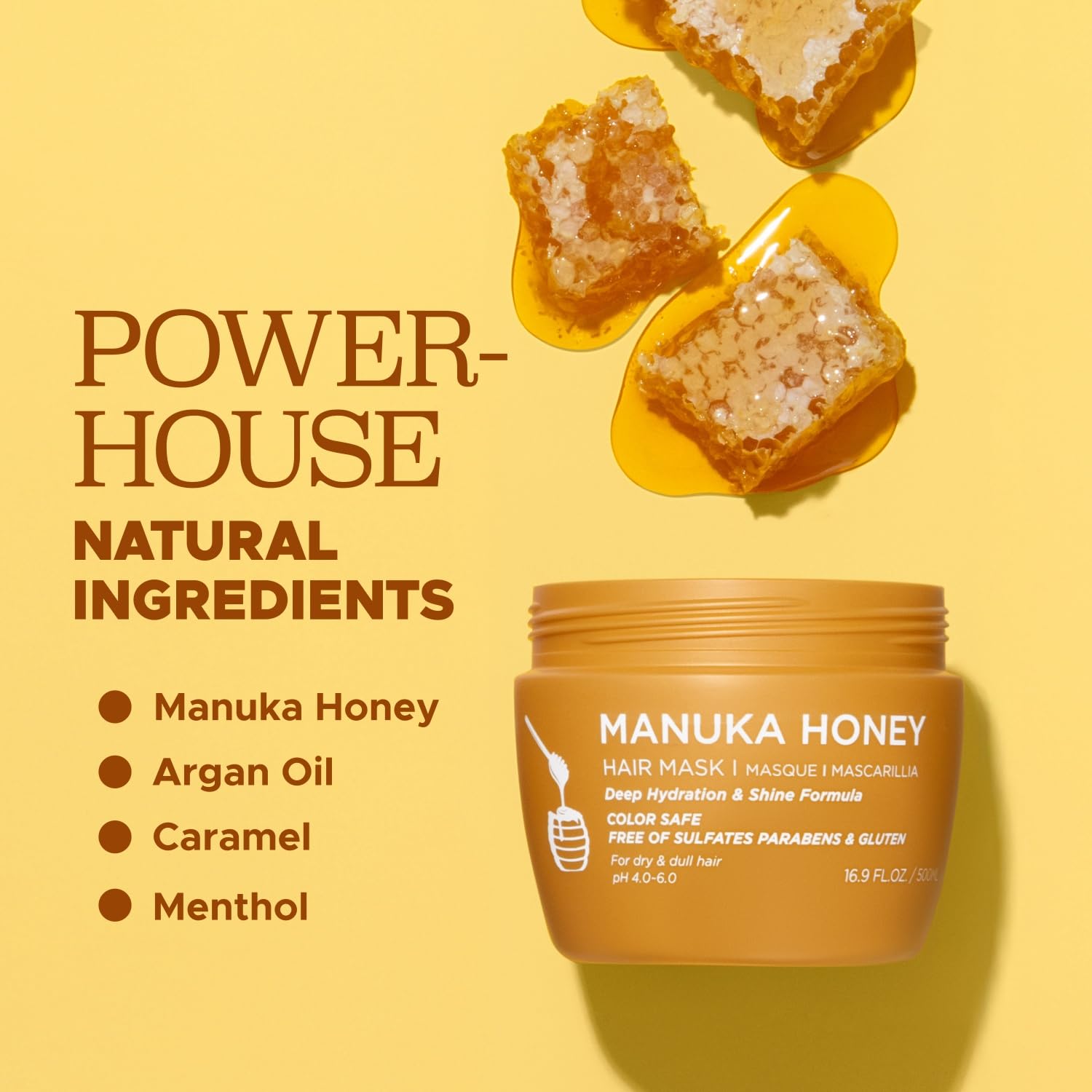 Luseta Manuka Honey Hair Mask – Hydrates, Frizz Control, Sulfate Free 16.9 oz