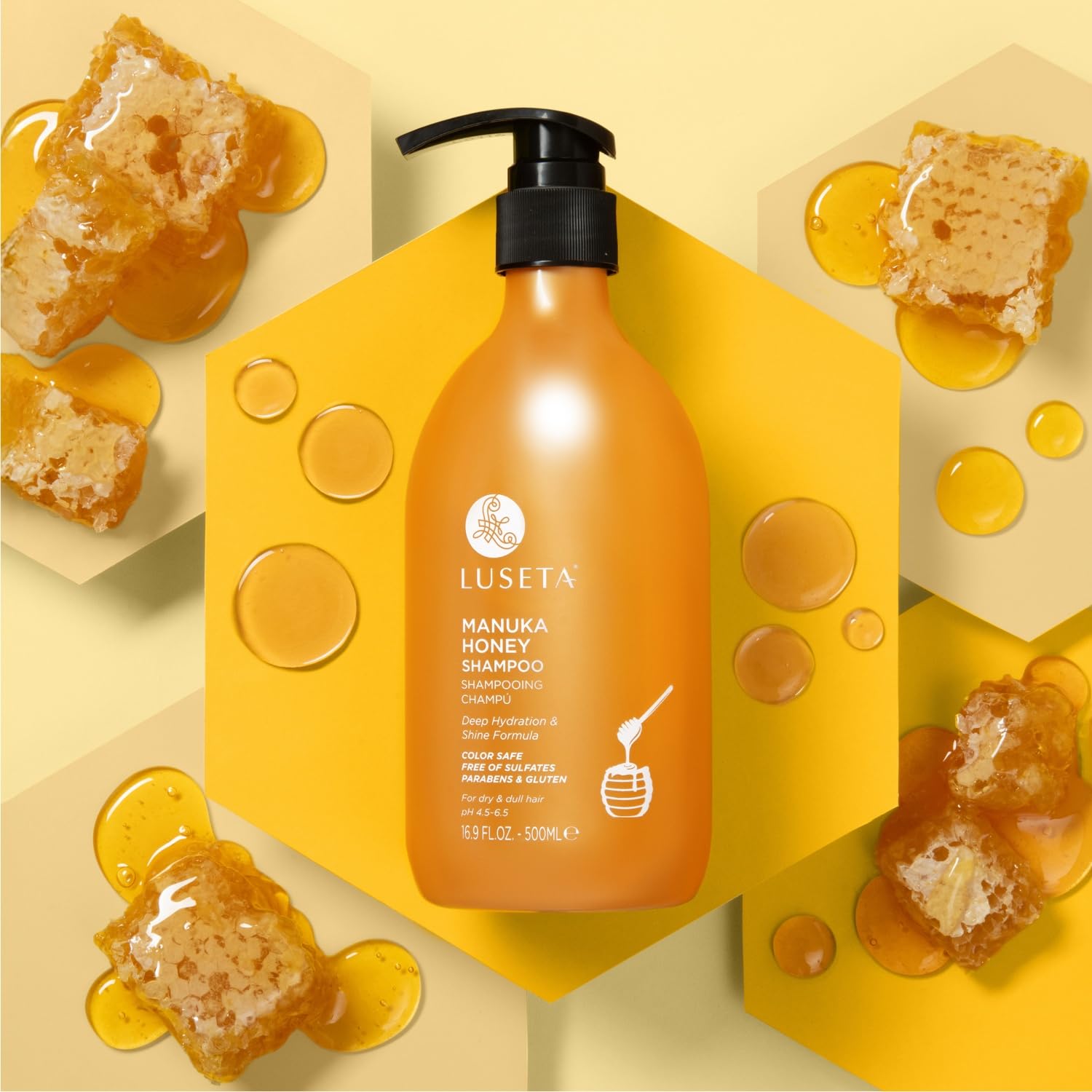 Luseta Manuka Honey Shampoo – Hydrating, Sulfate-Free Formula for Dry, Damaged Hair | 16.9oz