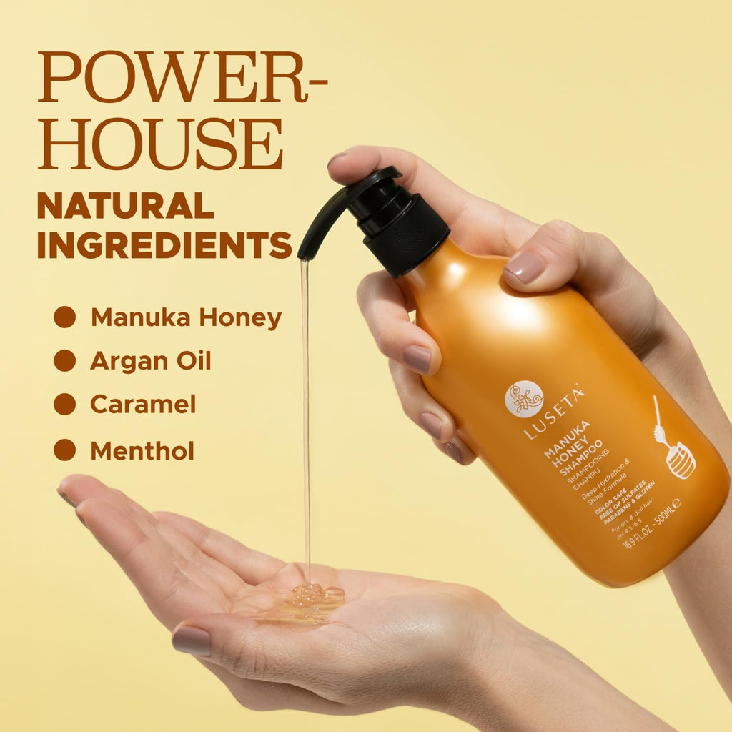 Luseta Manuka Honey Shampoo – Hydrating, Sulfate-Free Formula for Dry, Damaged Hair | 16.9oz