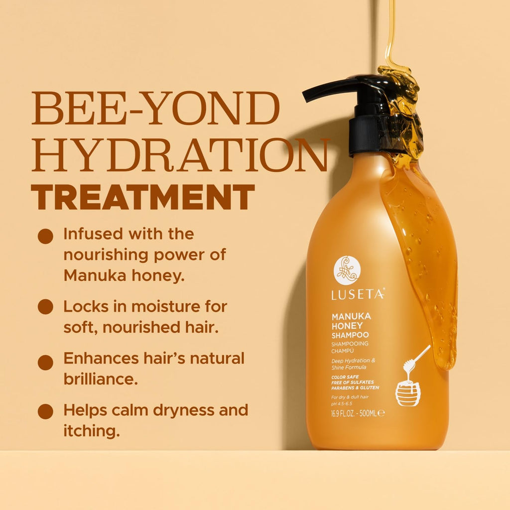 Luseta Manuka Honey Shampoo – Hydrating, Sulfate-Free Formula for Dry, Damaged Hair | 16.9oz